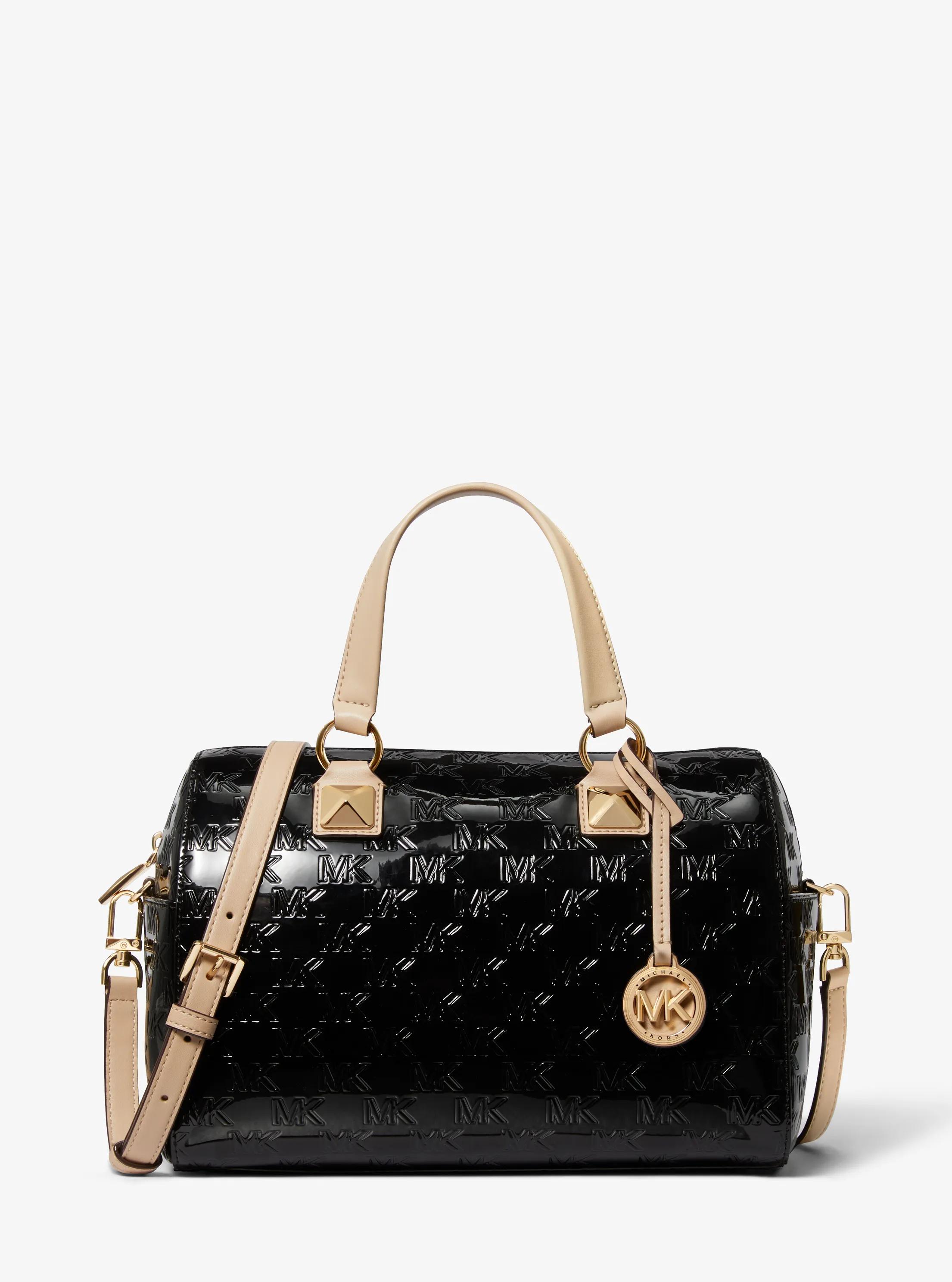 Grayson Medium Logo Embossed Patent Satchel