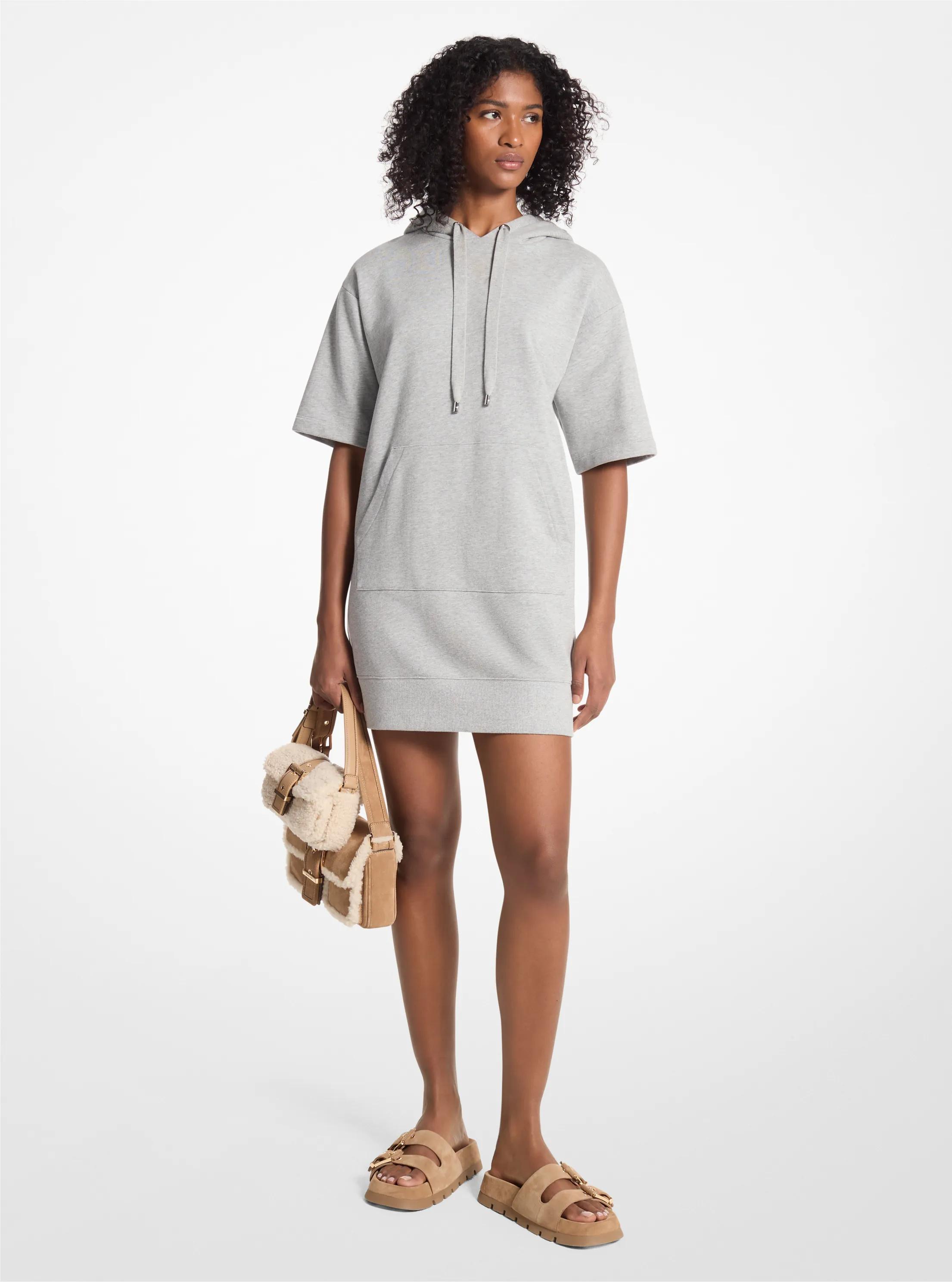Cotton Hoodie Dress in PEARL HEATHER | Michael Kors