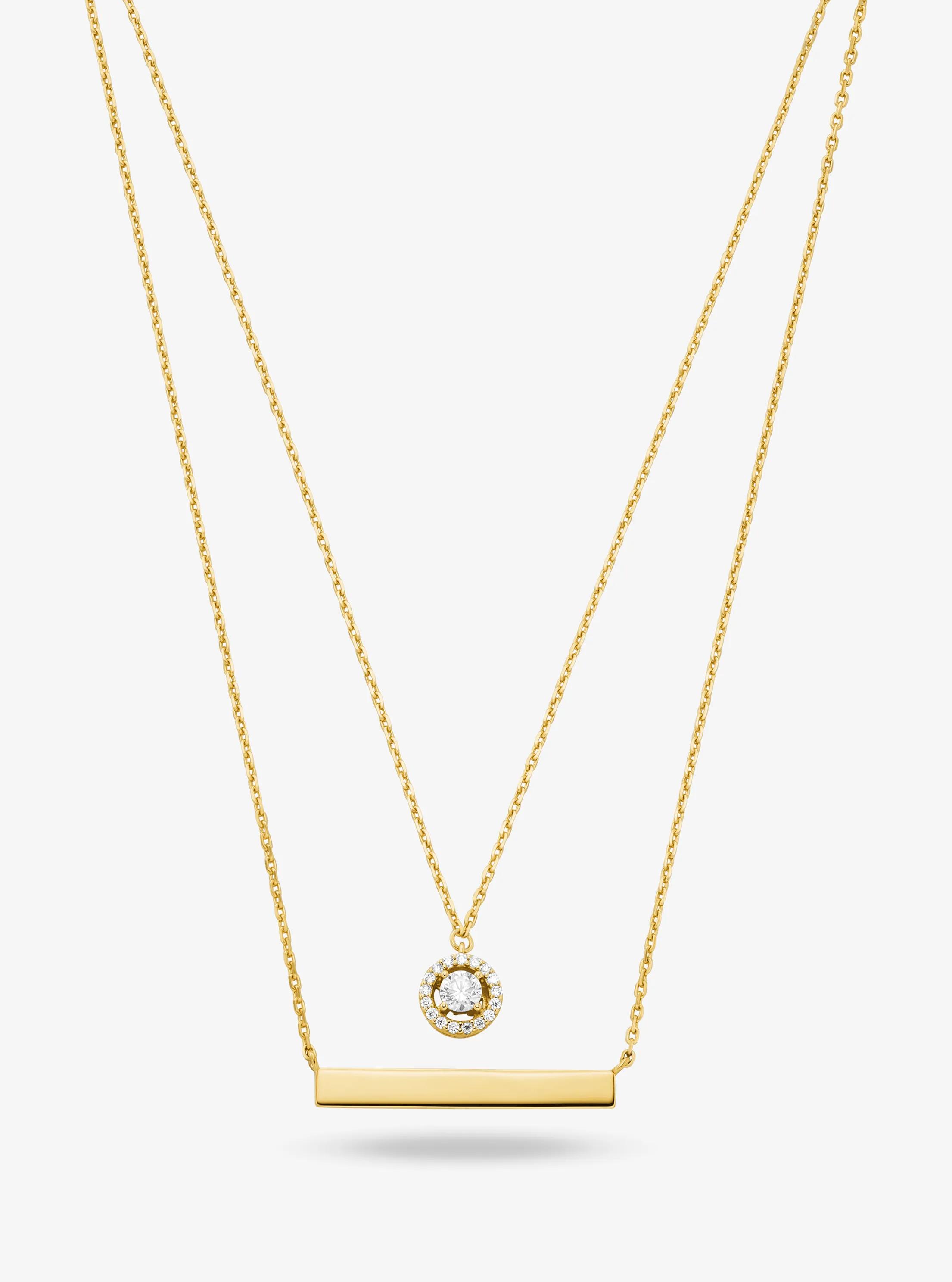 Precious Metal-Plated Sterling Silver Pav&eacute; Layered Necklace in GOLD | Michael Kors