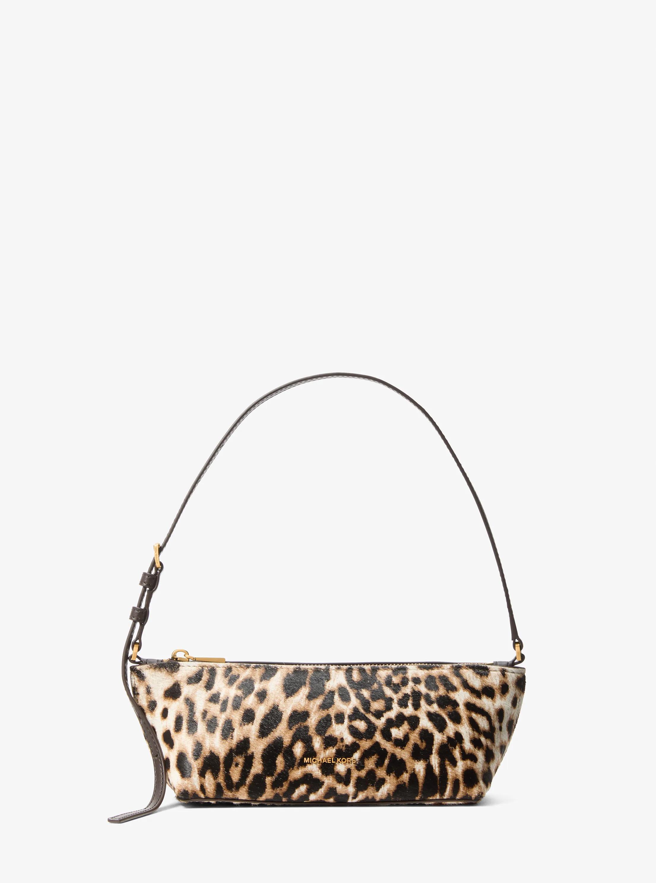 MK Petite pochette Laila en poil de vachette à imprimé léopard - Marron - Michael Kors