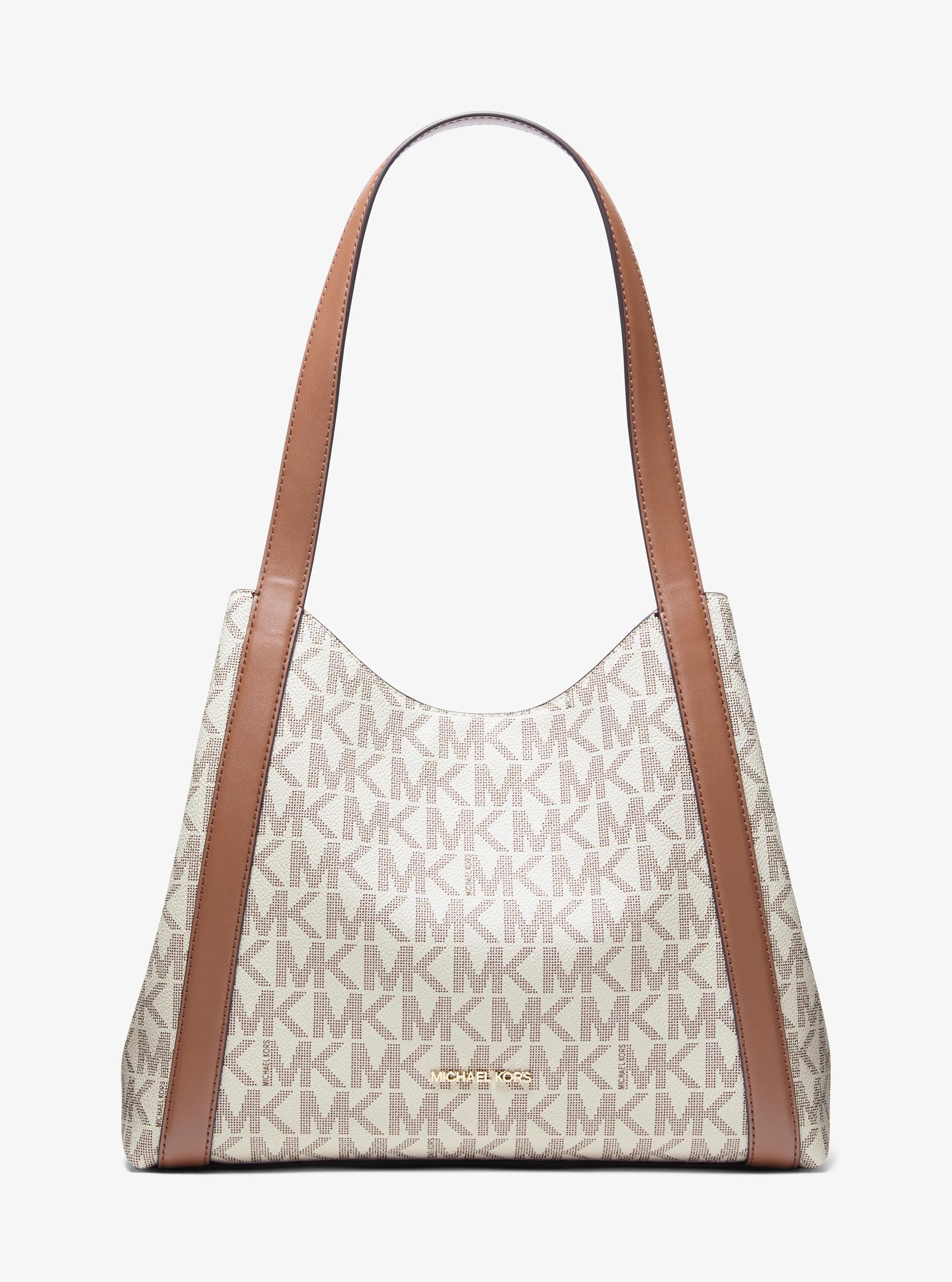 Rosemary Large Signature Logo Shoulder Bag in VANILLA/LUGGAGE | Michael Kors