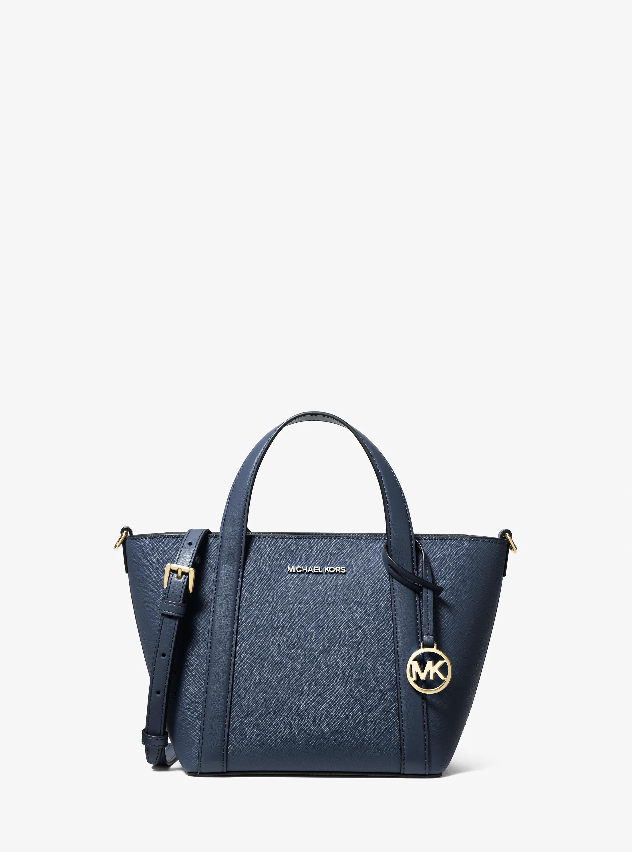 Draagtas Pratt van saffianoleer, klein in MARINEBLAUW | Michael Kors