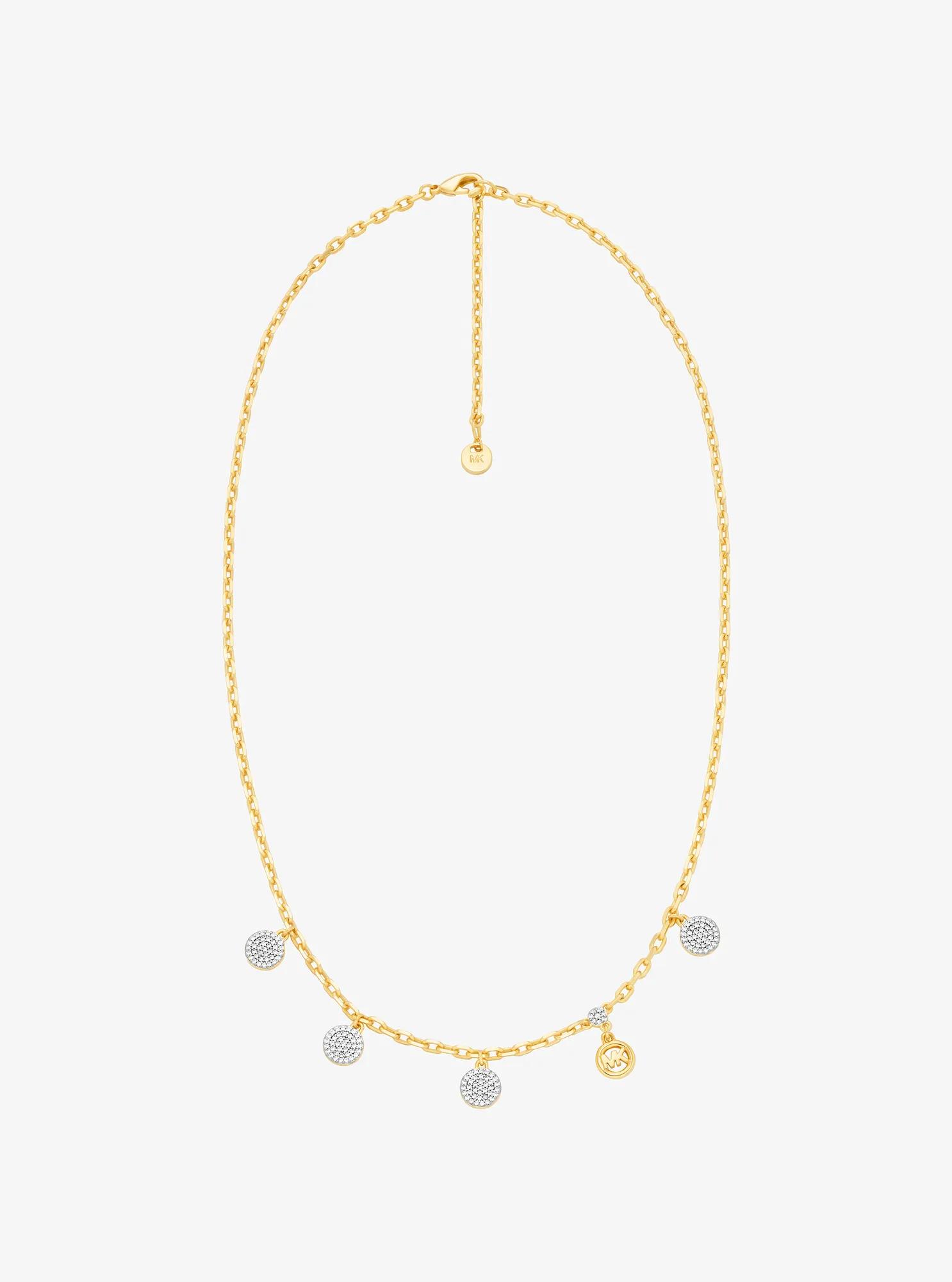 Collier &agrave; pav&eacute; en laiton avec breloques en forme de disque in DEUX TONS | Michael Kors