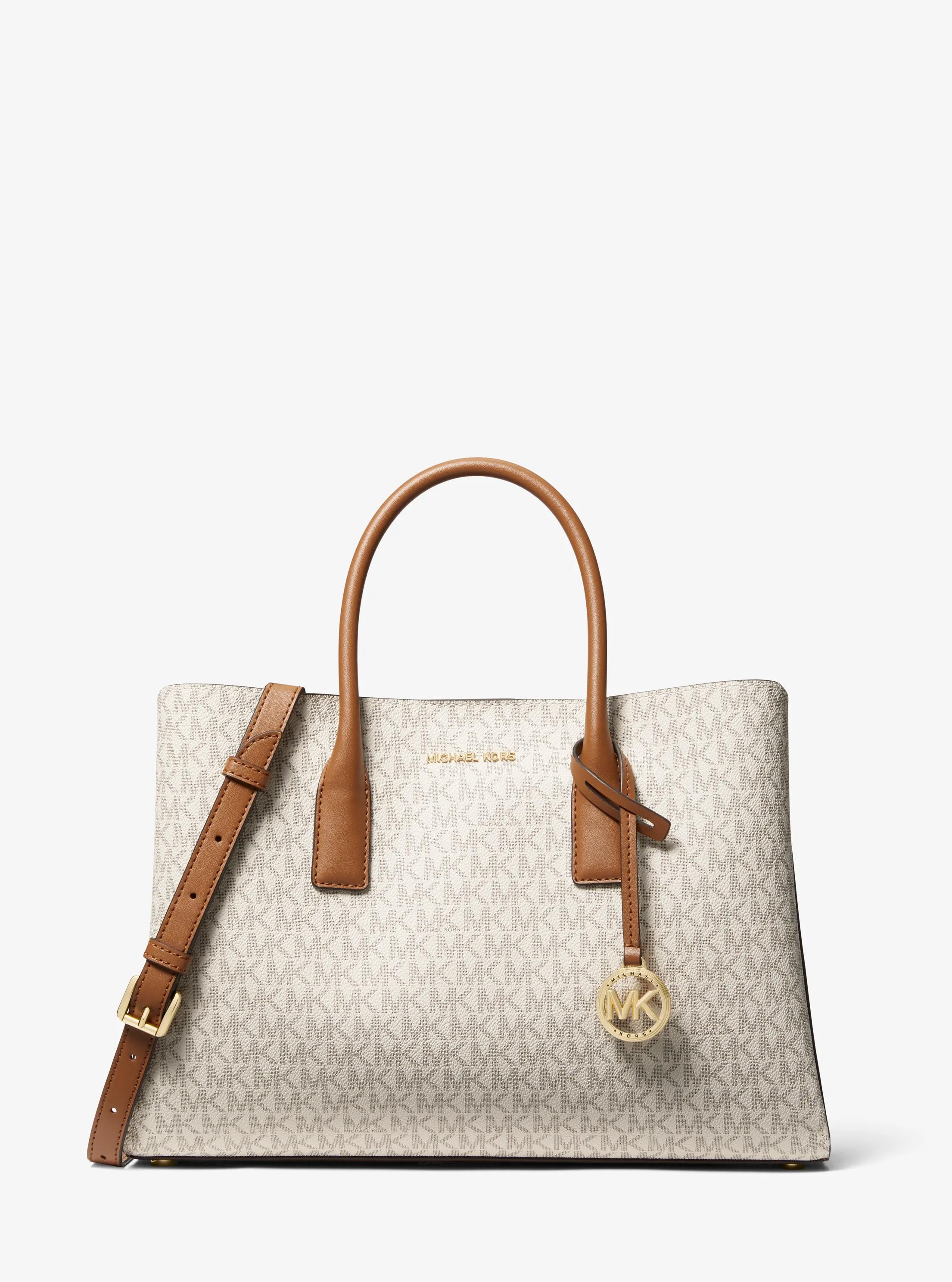 Ruthie Large Signature Logo Satchel in VANILLA/ACORN | Michael Kors