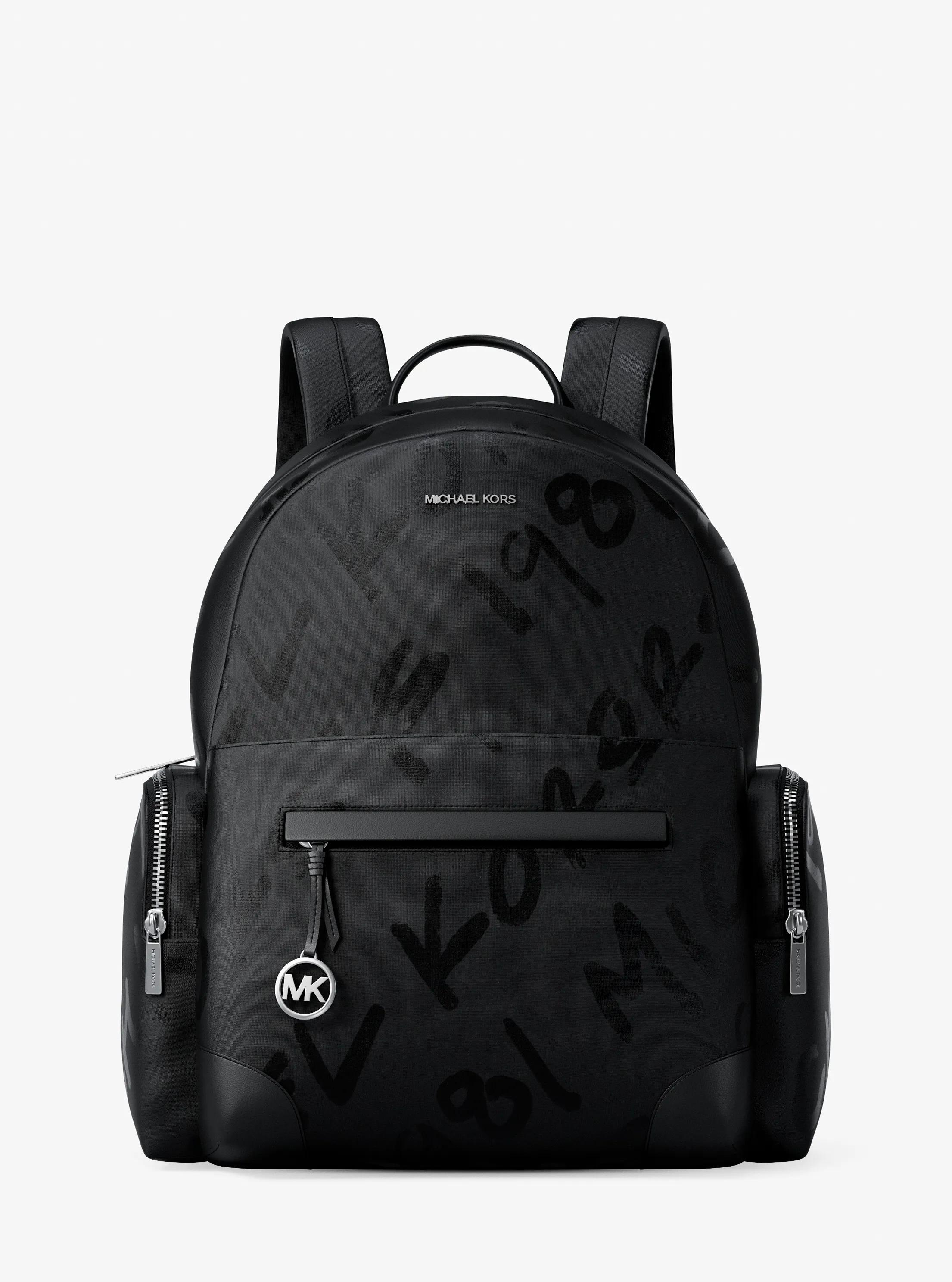Prescott Large Printed Nylon Backpack in BLACK - Sale | Michael
