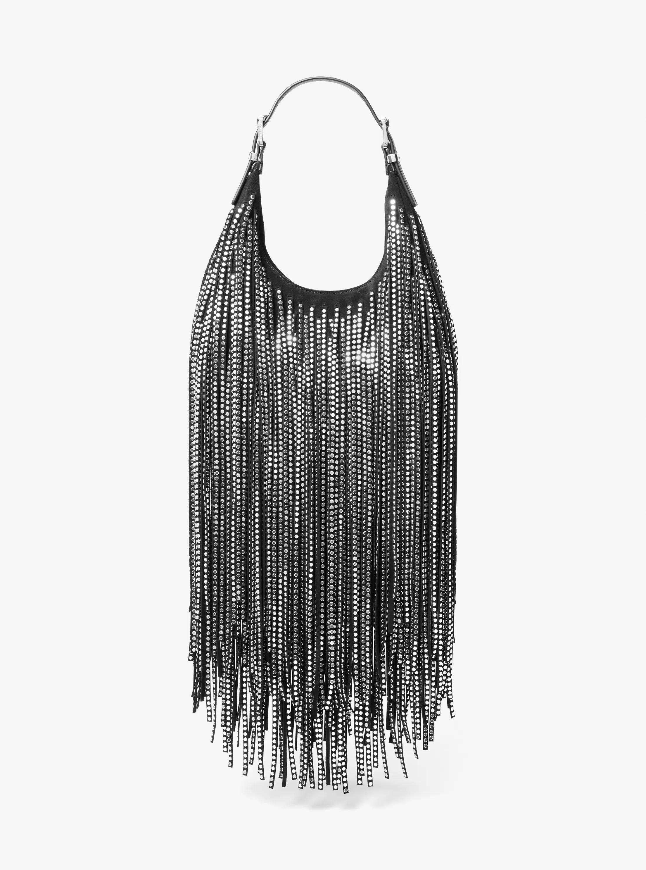 Hobo Bag Nolita Small aus Wildleder mit nietenbesetzten Fransen &ndash; limitierte Auflage in SCHWARZ | Michael Kors