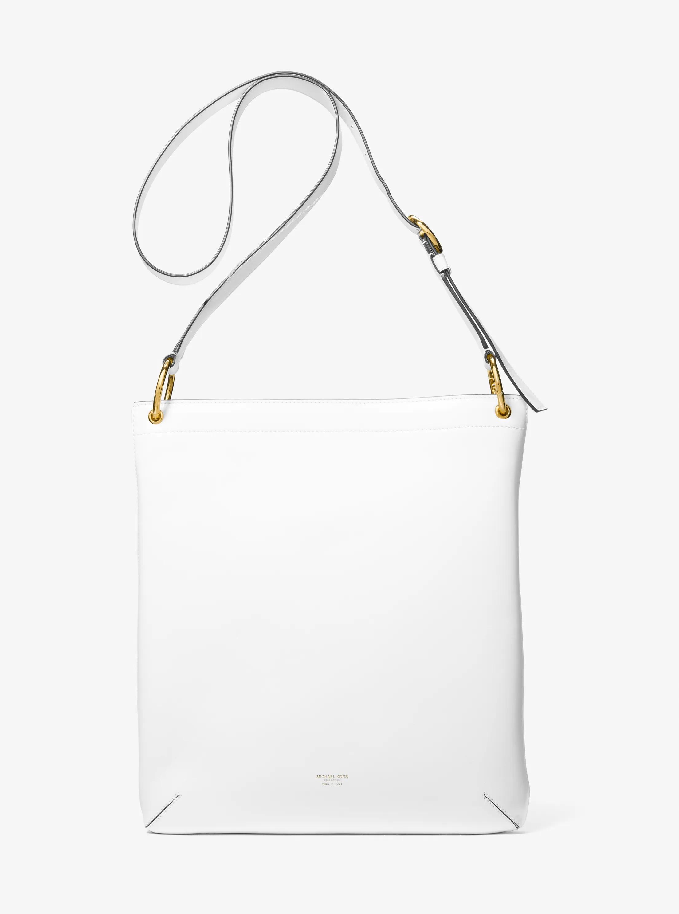 Tate Large Leather Messenger Bag in OPTIC WHITE | Michael Kors