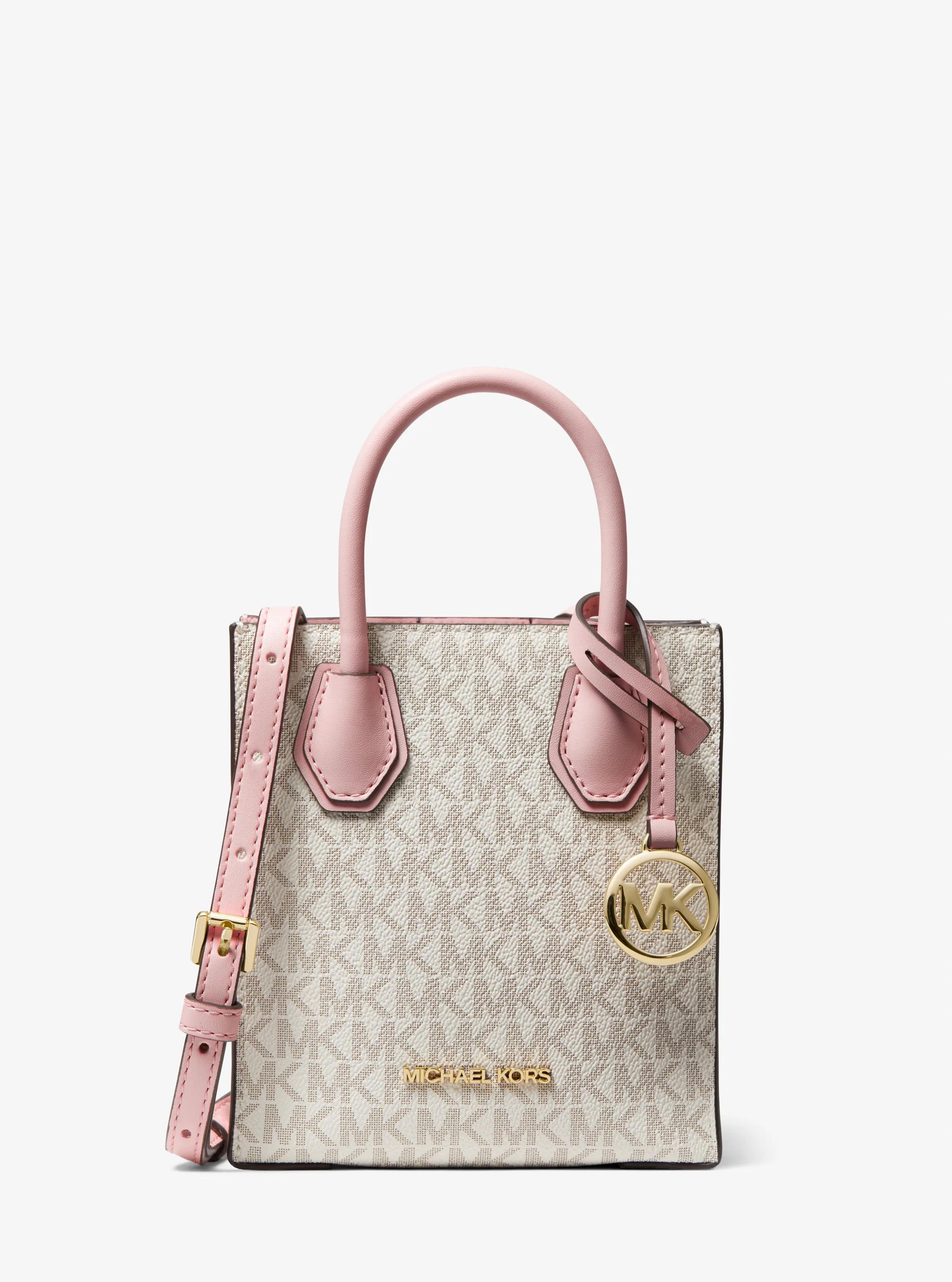 Mercer Extra-Small Logo and Leather Crossbody Bag in PWD BLSH MLT | Michael Kors