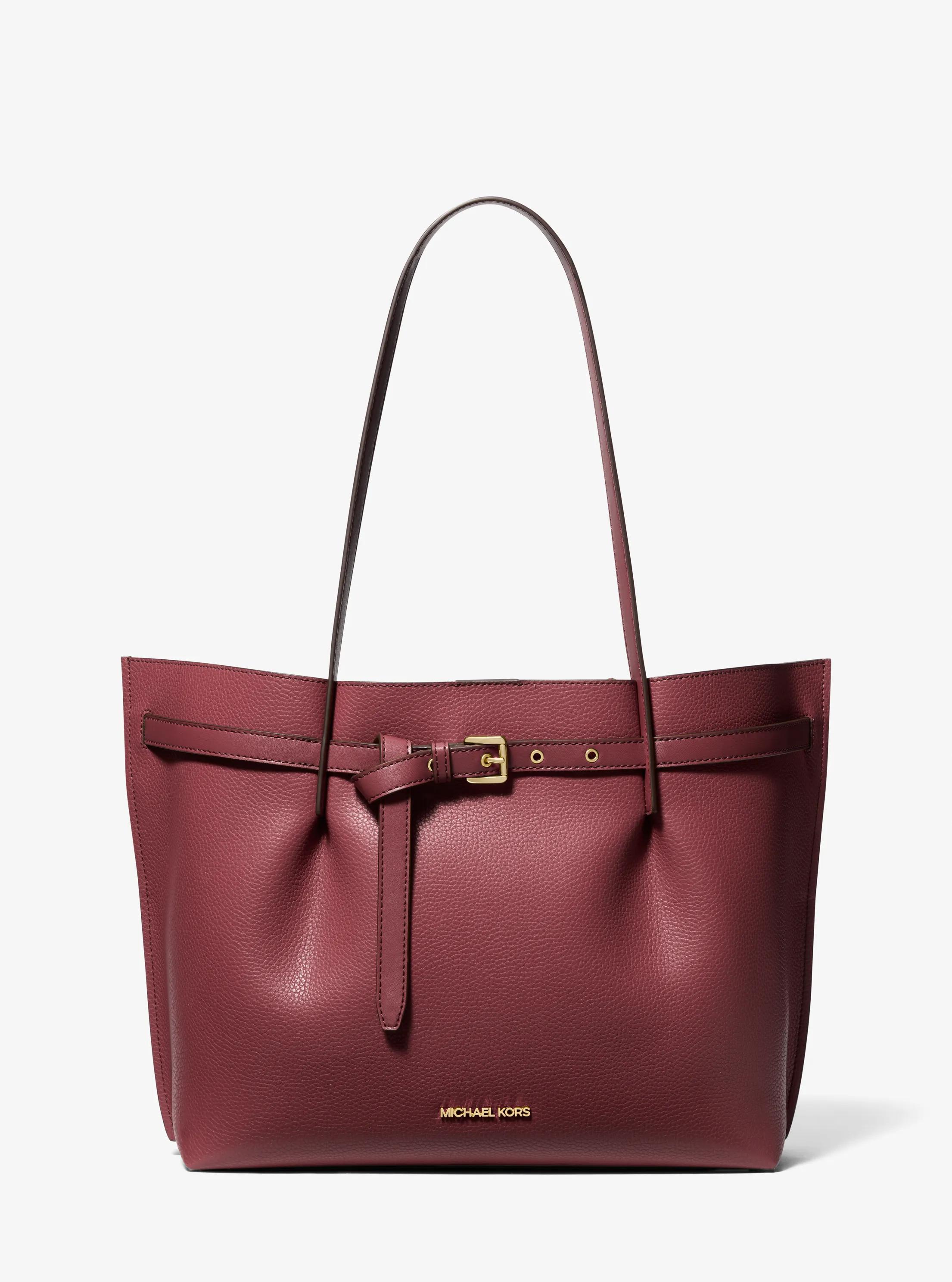 Emilia Large Pebbled Leather Tote Bag in OXBLOOD | Michael Kors