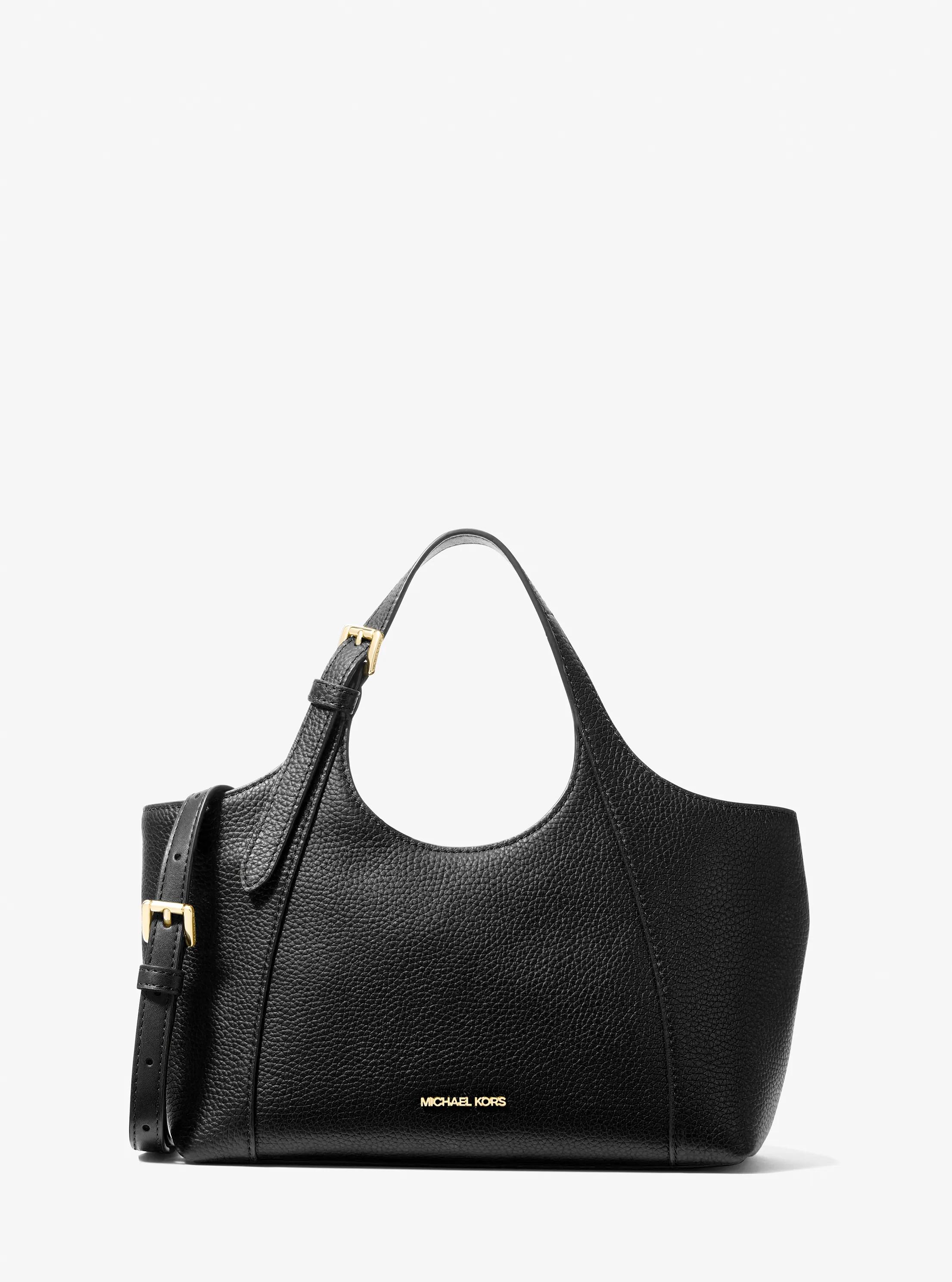 Bernie Small Pebbled Leather Satchel in BLACK | Michael Kors