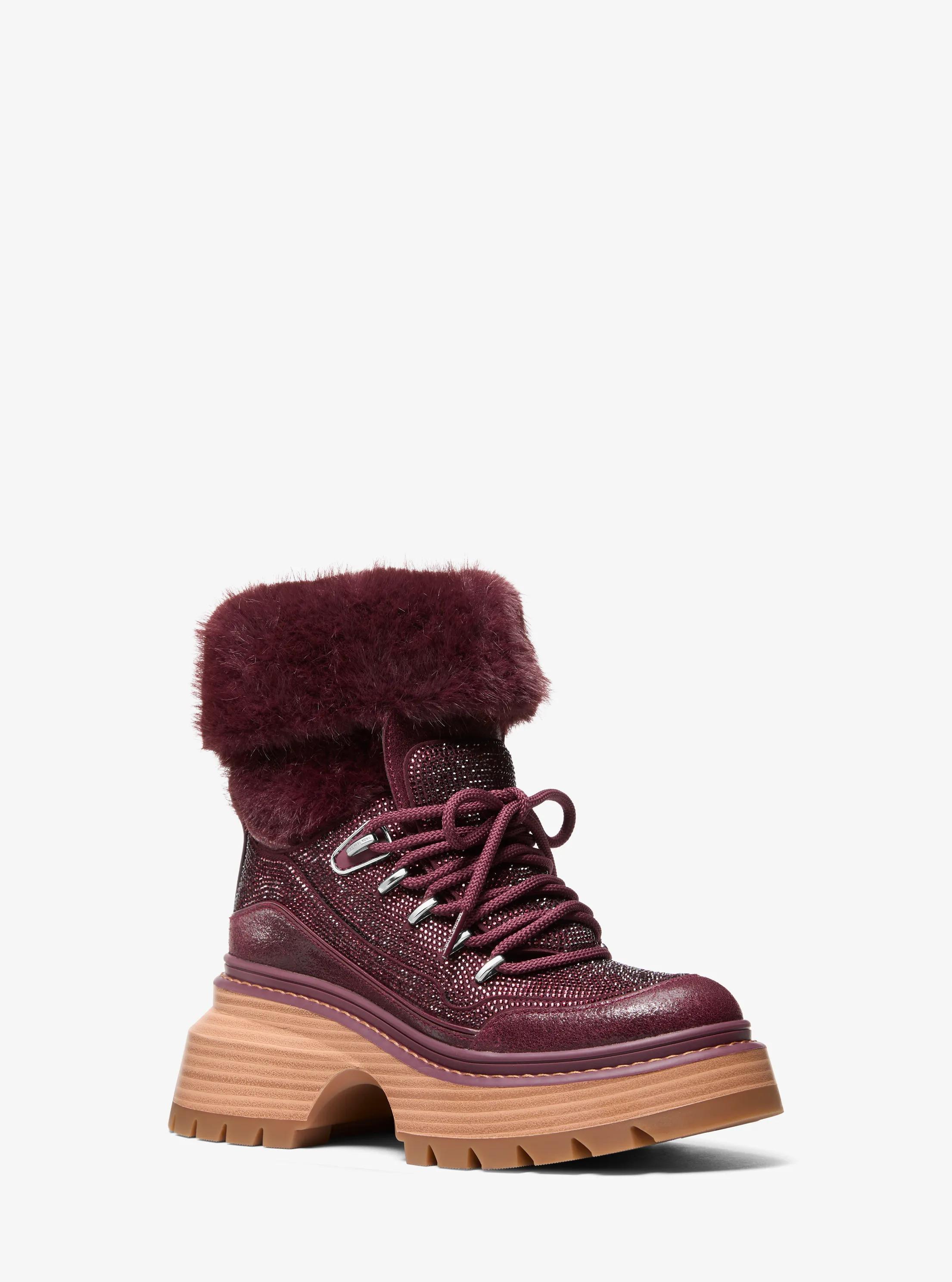 MK Botte Shiloh travaillée en mélange de matières - Rouge - Michael Kors
