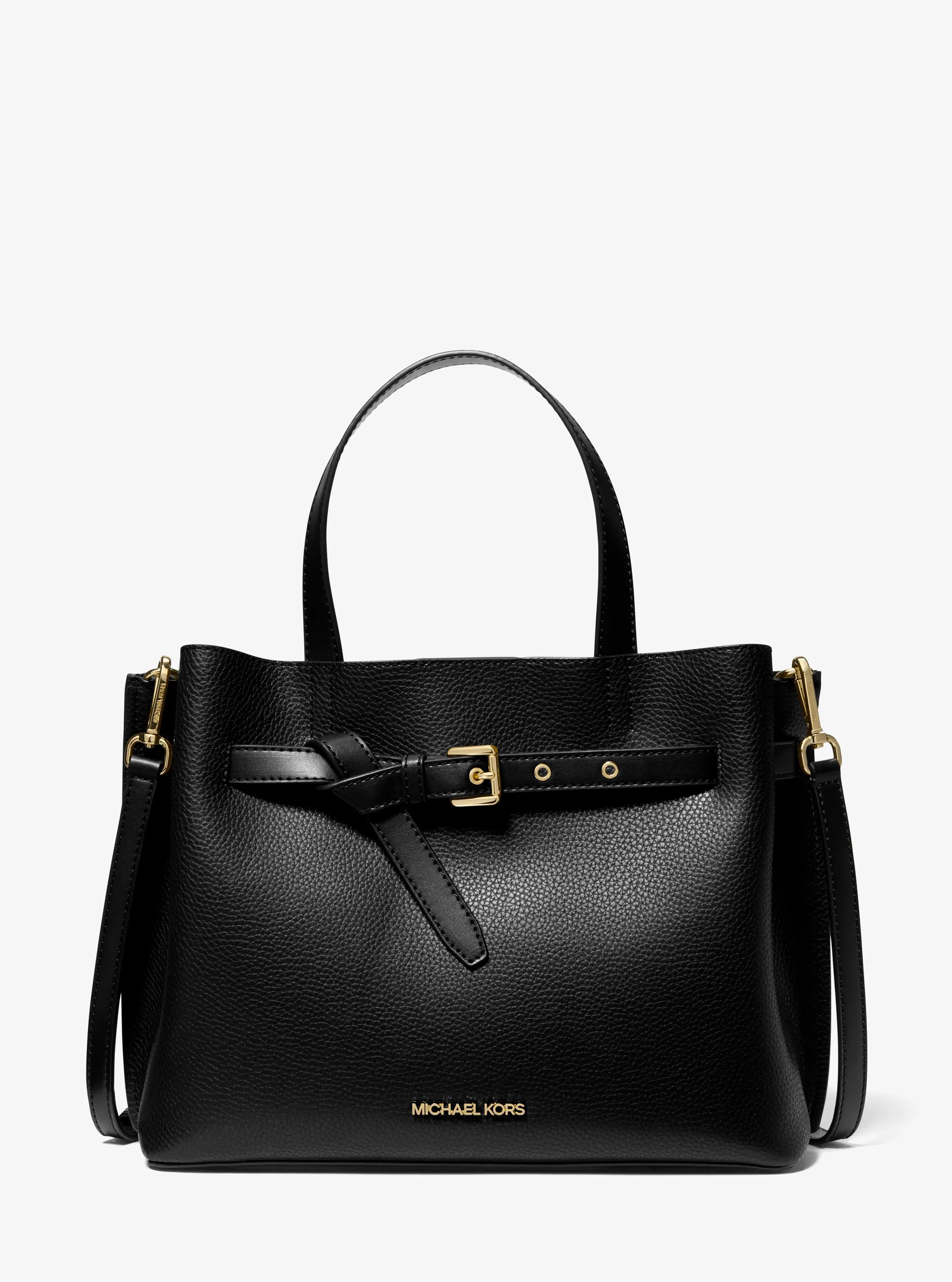 Bolso satchel Emilia grande de piel granulada in NEGRO | Michael Kors