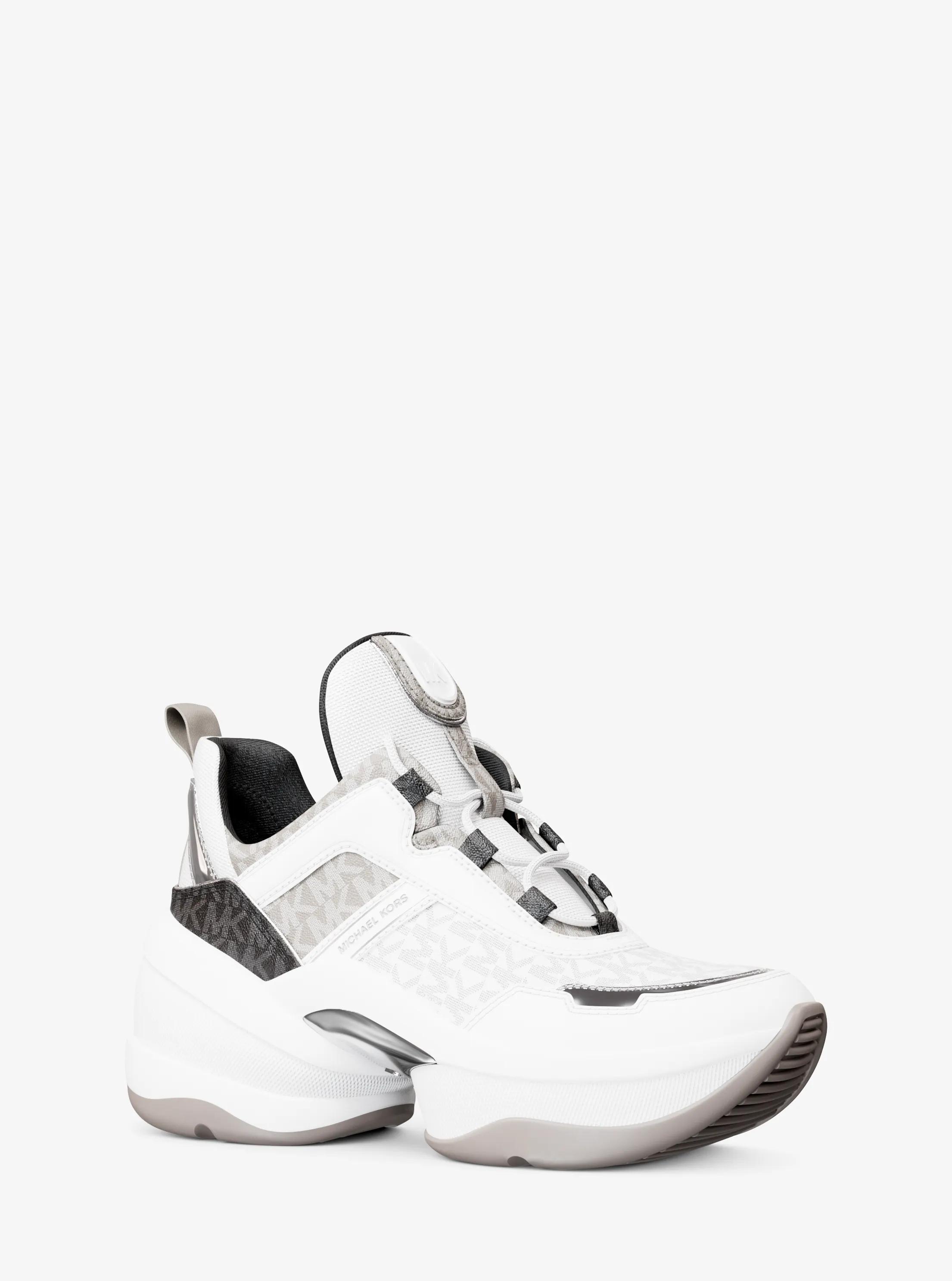 Olympia Mixed-Media Trainer in PEARL GREY MULTI | Michael Kors