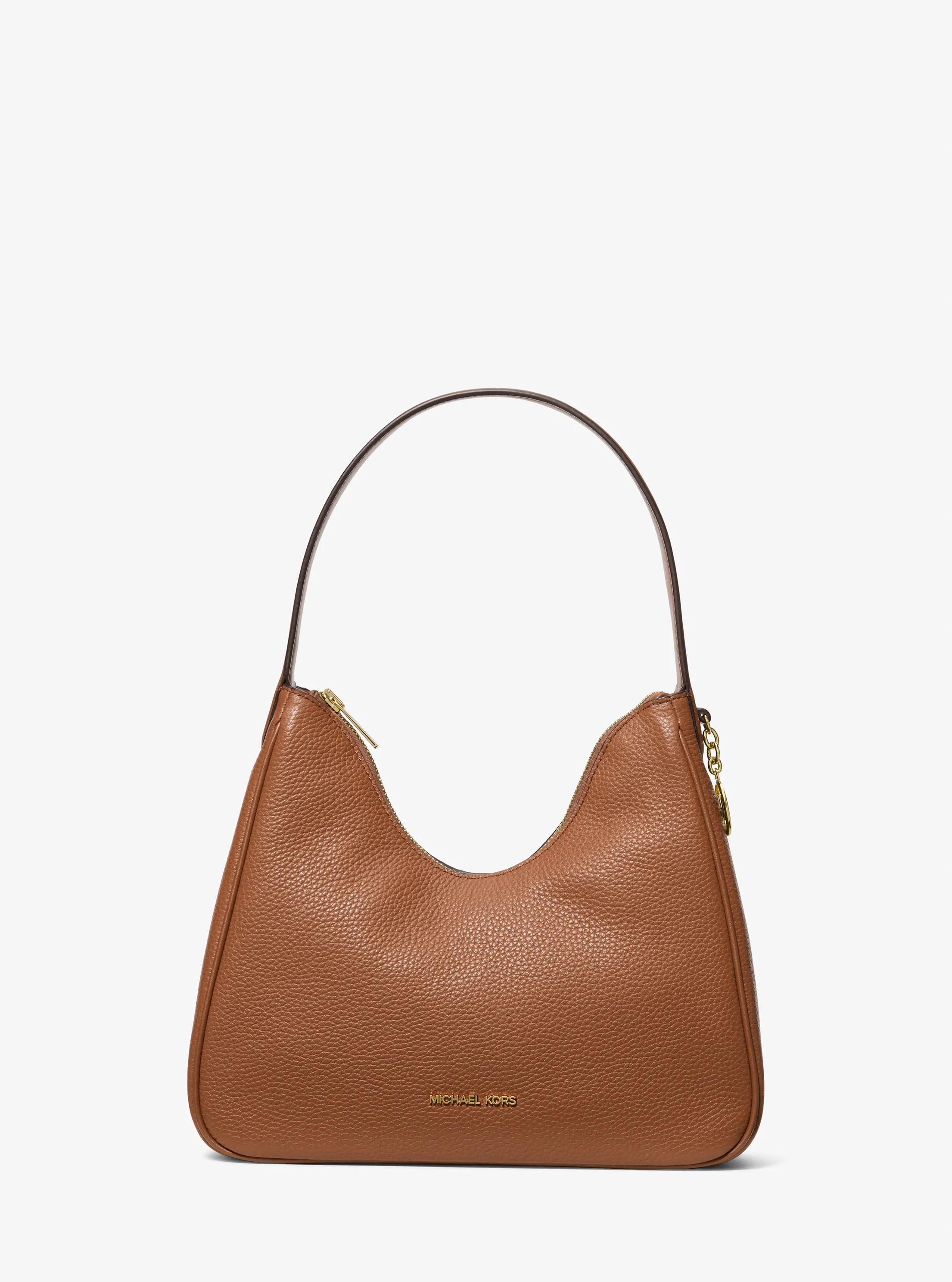 Nayla Small Pebbled Leather Hobo Shoulder Bag in LUGGAGE | Michael Kors