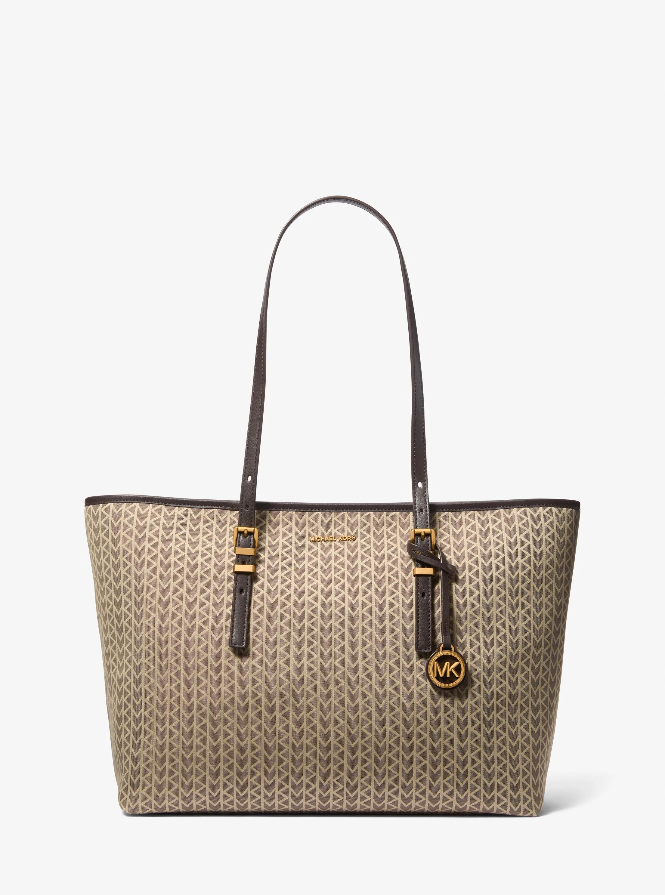 Quinn Large MK2000 Logo Jacquard Tote Bag in NATURAL | Michael Kors