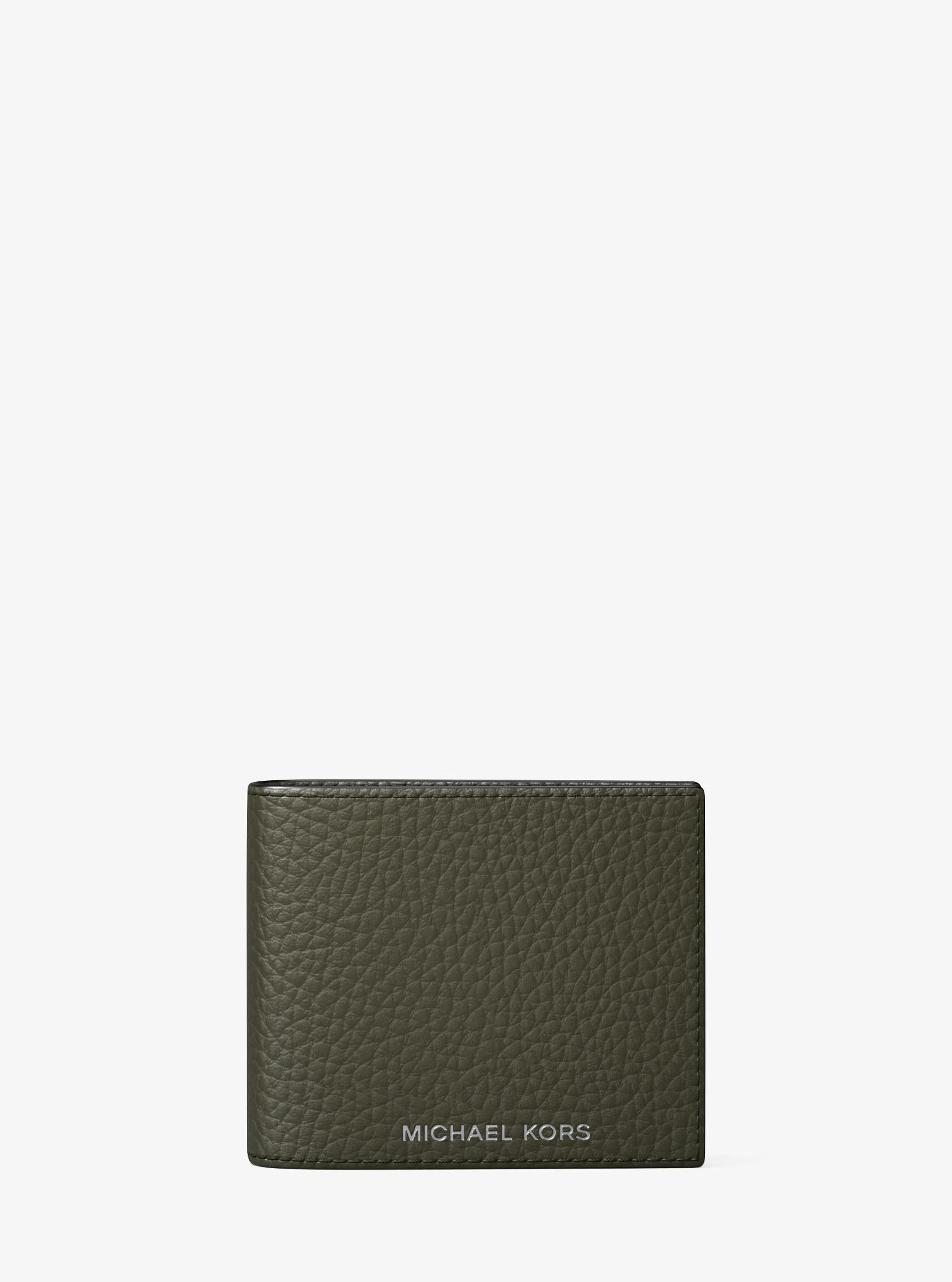 Hudson Pebbled Leather Billfold Wallet in IVY | Michael Kors