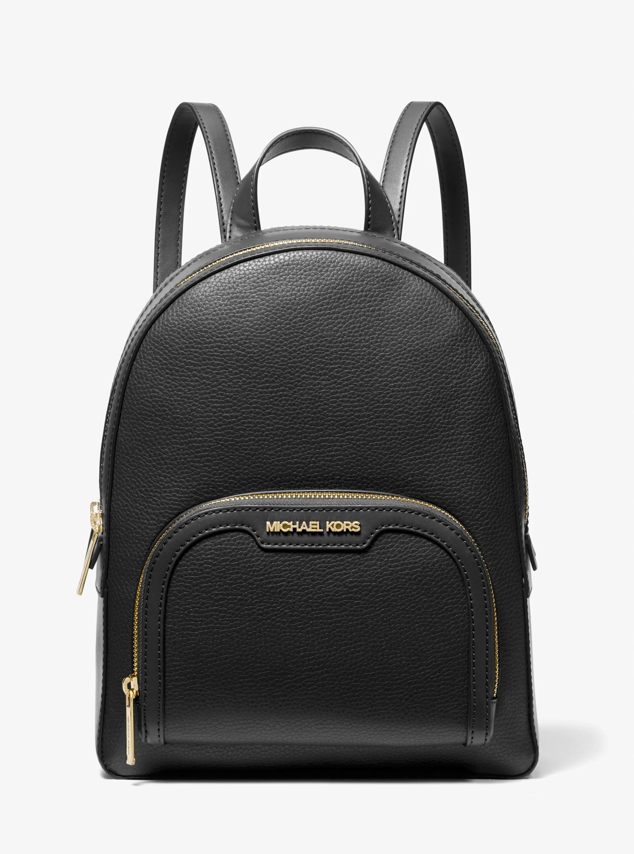 Jaycee Medium Pebbled Leather Backpack in BLACK | Michael Kors
