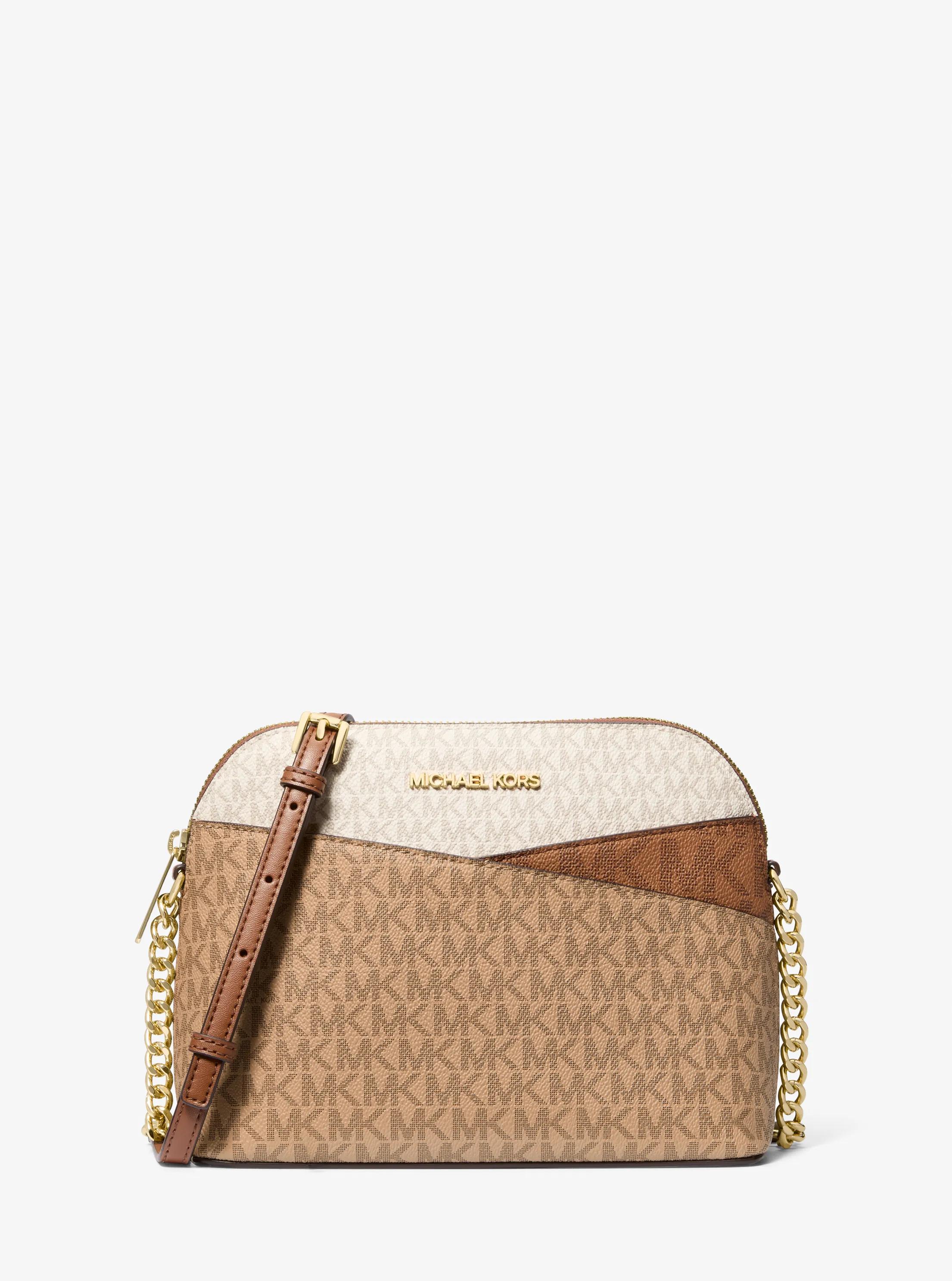 Jet Set Travel Medium Color-Block Signature Logo Crossbody Bag in CAMEL MLT | Michael Kors