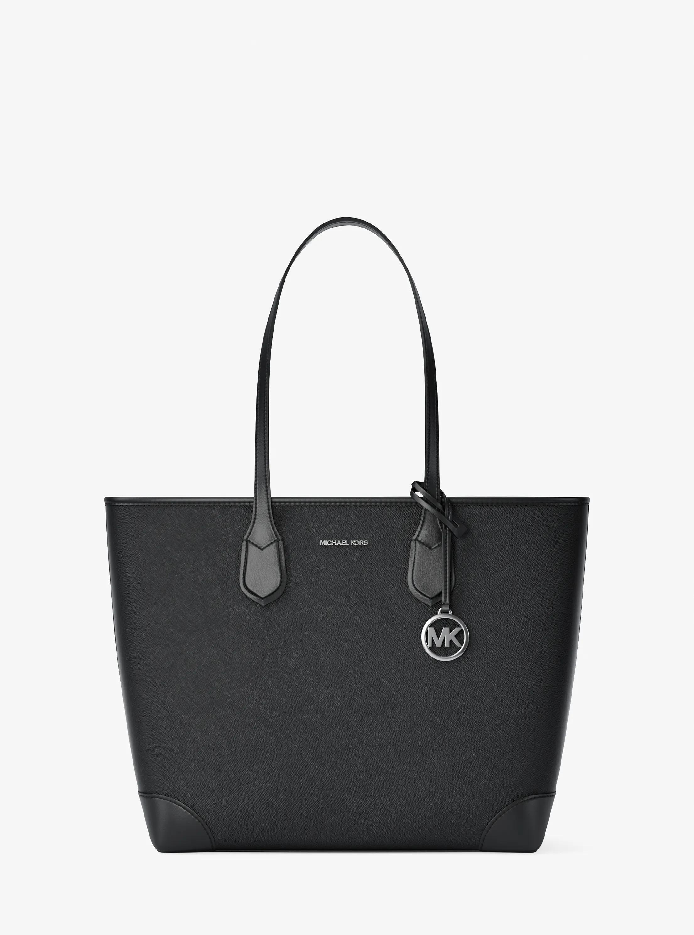 Bolso tote Eva grande de piel saffiano in NEGRO | Michael Kors