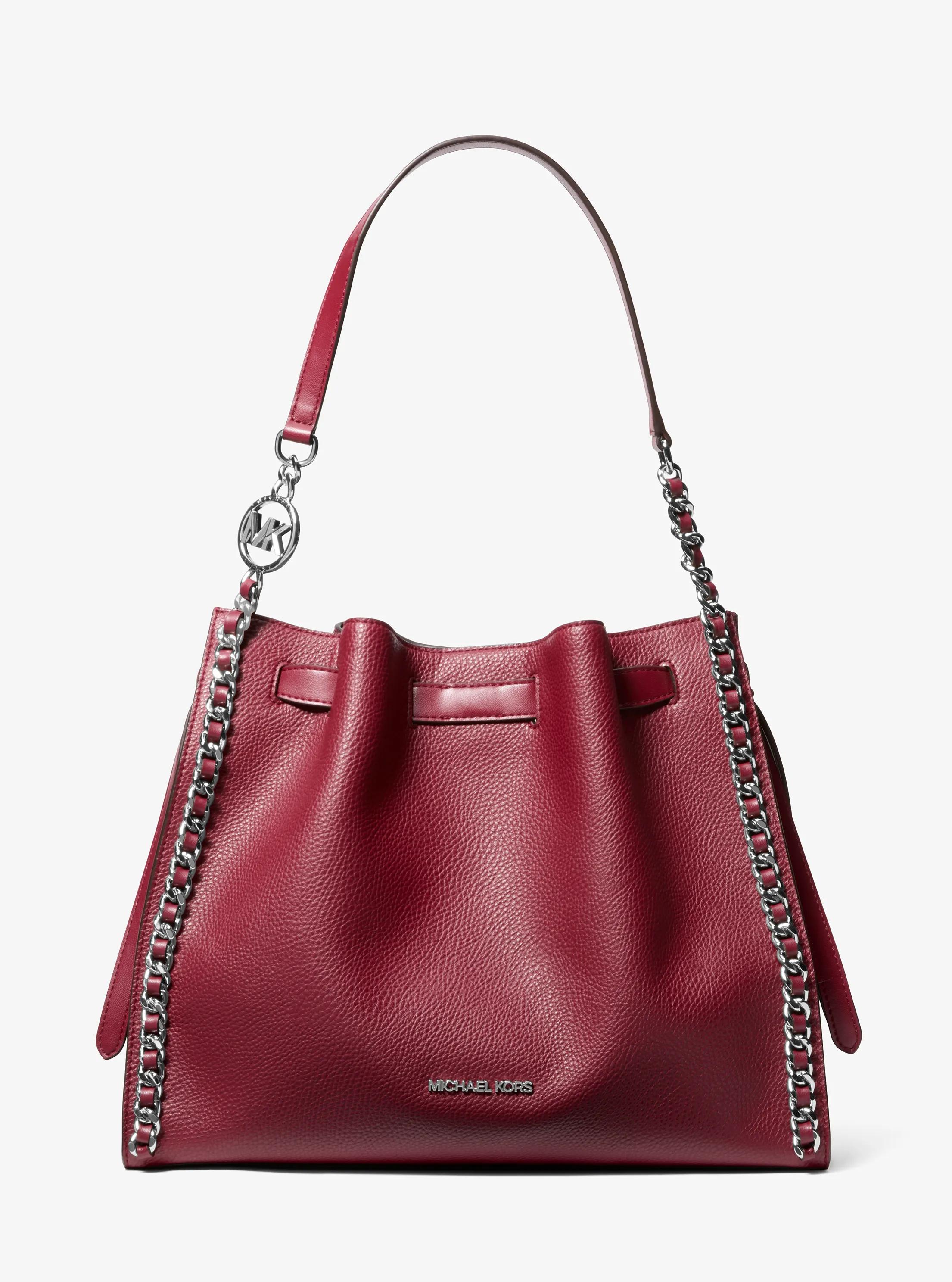 Mina Large Chain Shoulder Bag in MAROON | Michael Kors