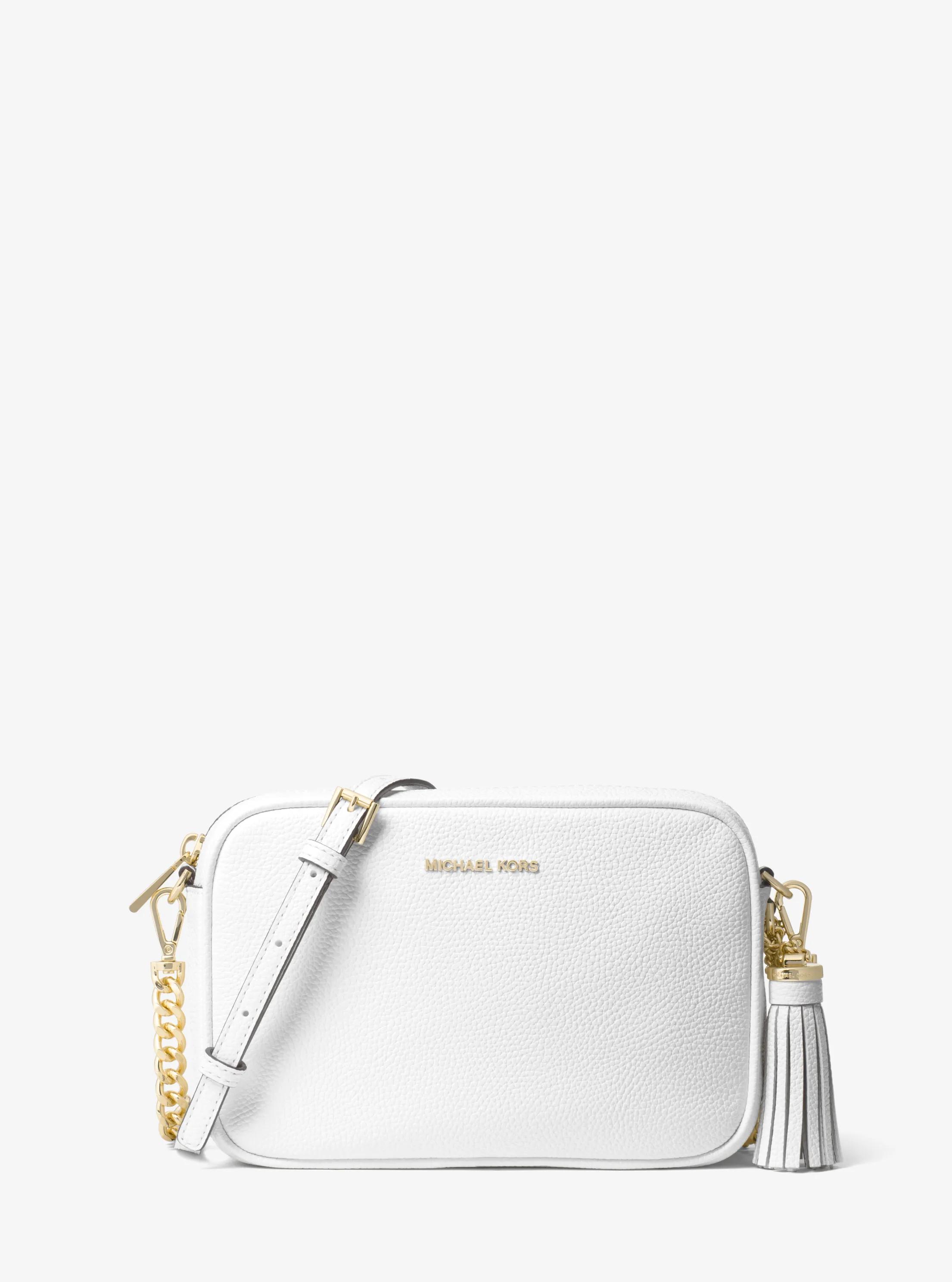 Jet Set Medium Pebbled Leather Crossbody Bag in OPTIC WHITE | Michael Kors