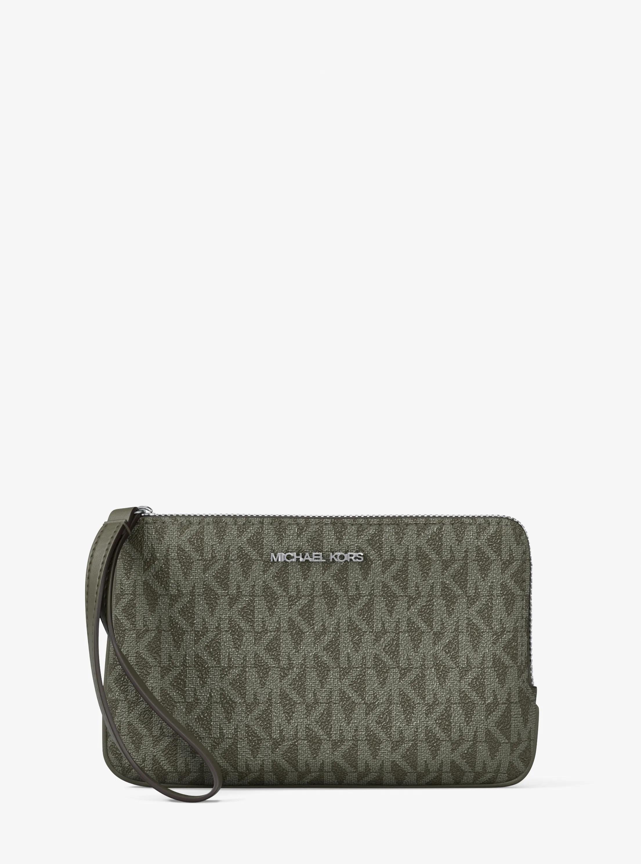 Jet Set Travel Small Signature Logo Wristlet in OLIVE | Michael Kors