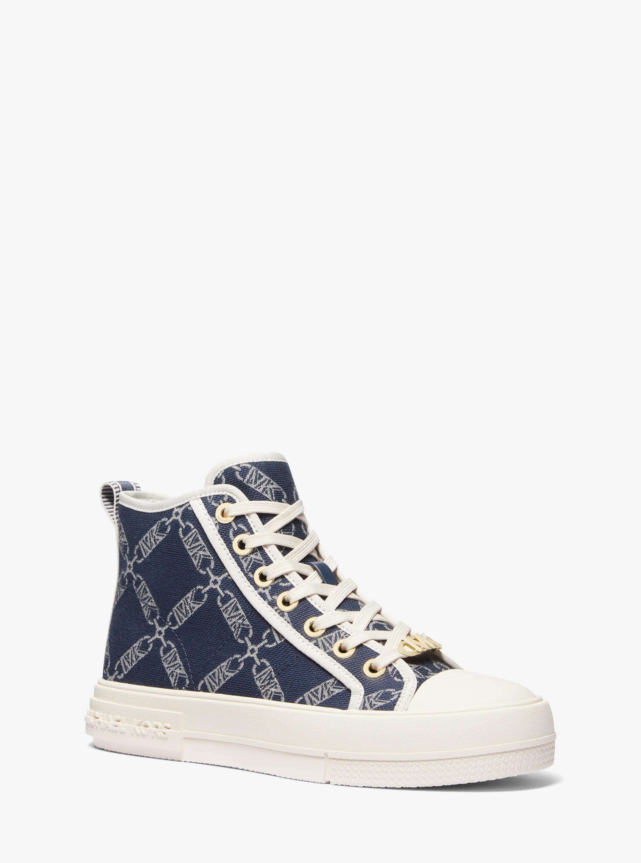 Zapatilla Evy de corte alto de jacquard con logotipo imperio in AZUL MARINO MULTICOLOR | Michael Kors