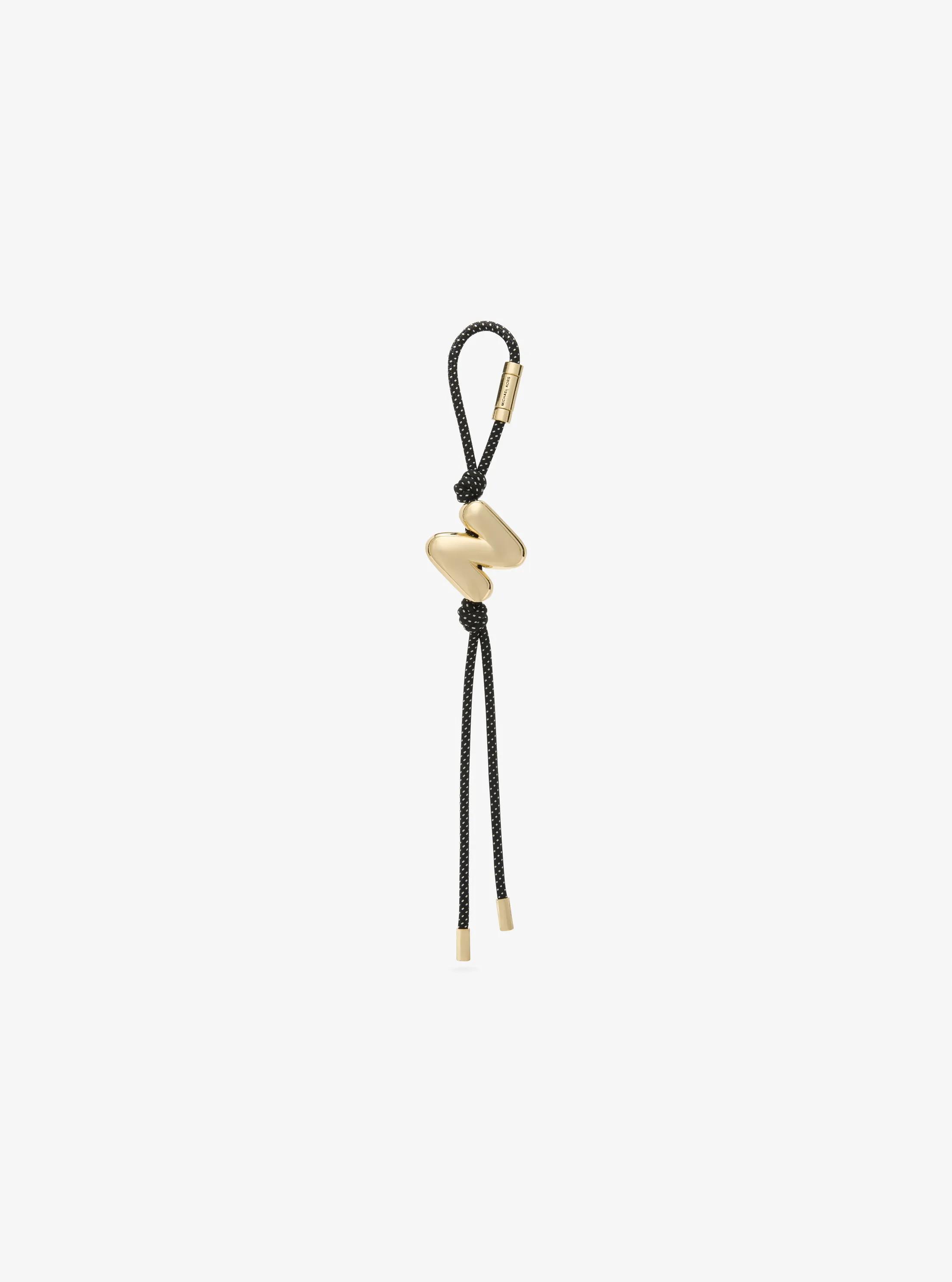 Initial Gold-Tone and Speckled Cord Bag Charm in 18K GOLD | Michael Kors