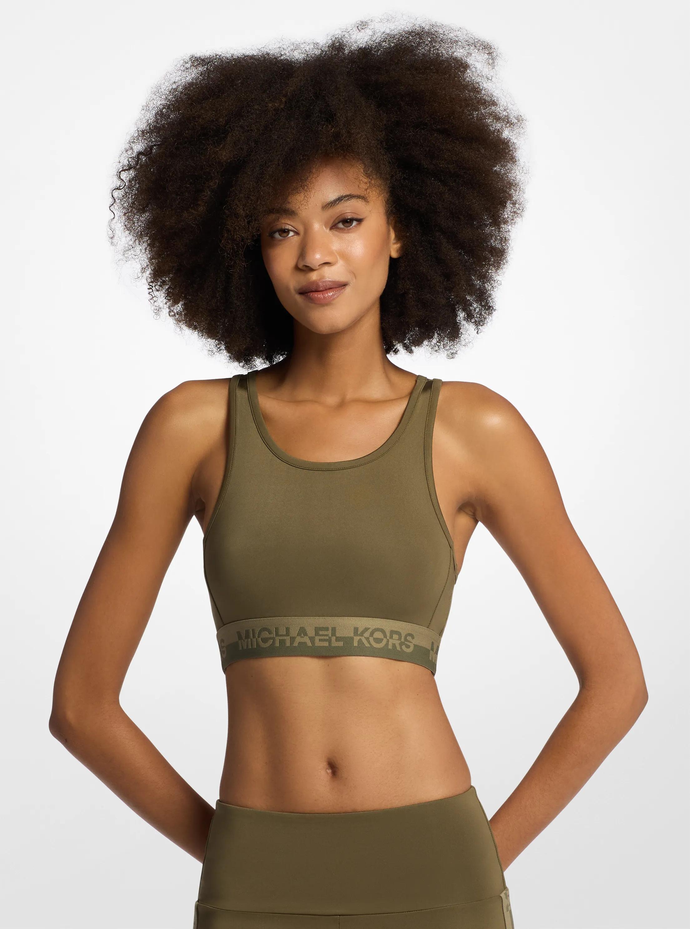 Logo Tape Sports Bra in OLIVE | Michael Kors