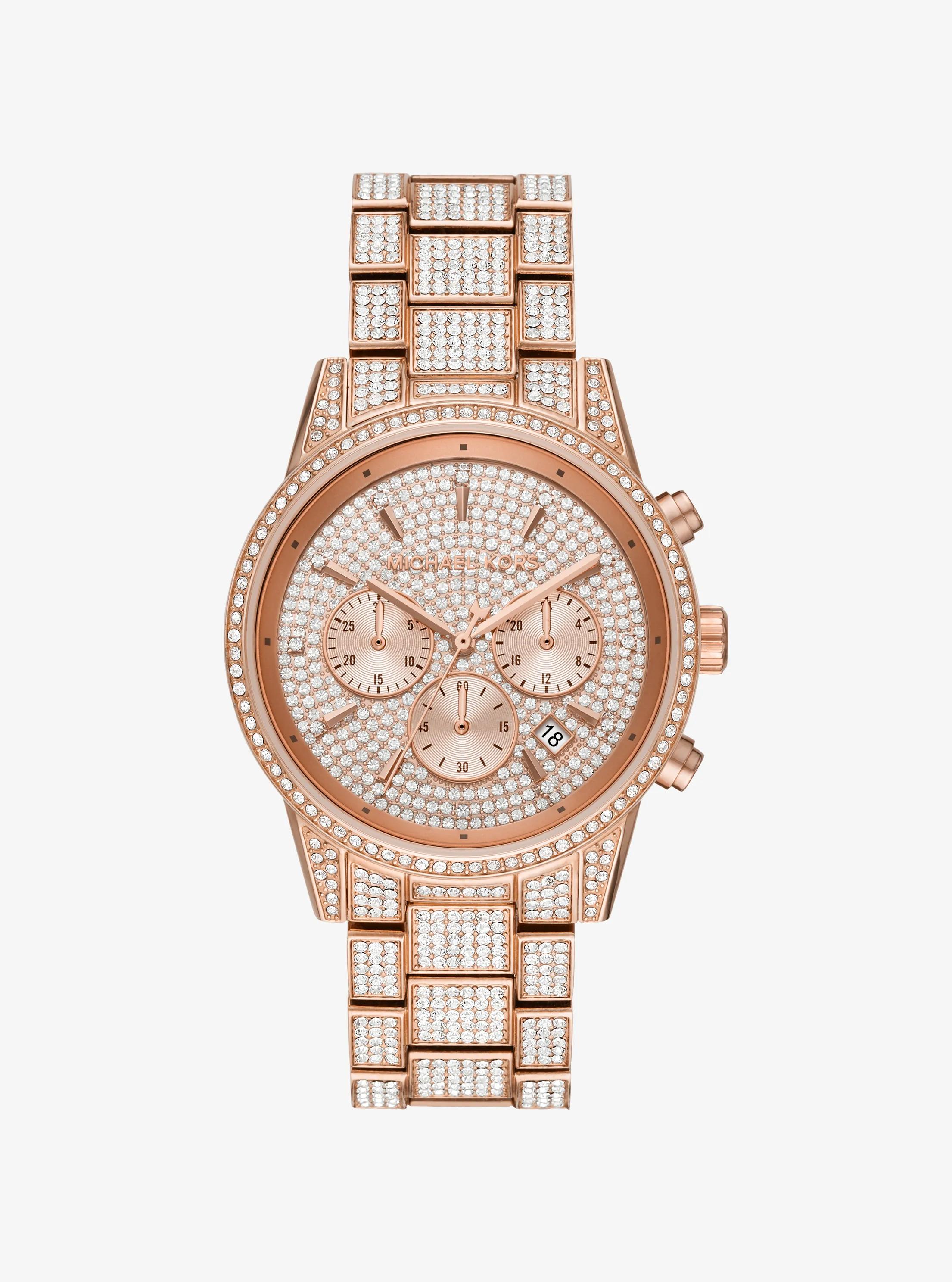 Bryant Pav&eacute; Rose Gold-Tone Watch in ROSE GOLD | Michael Kors