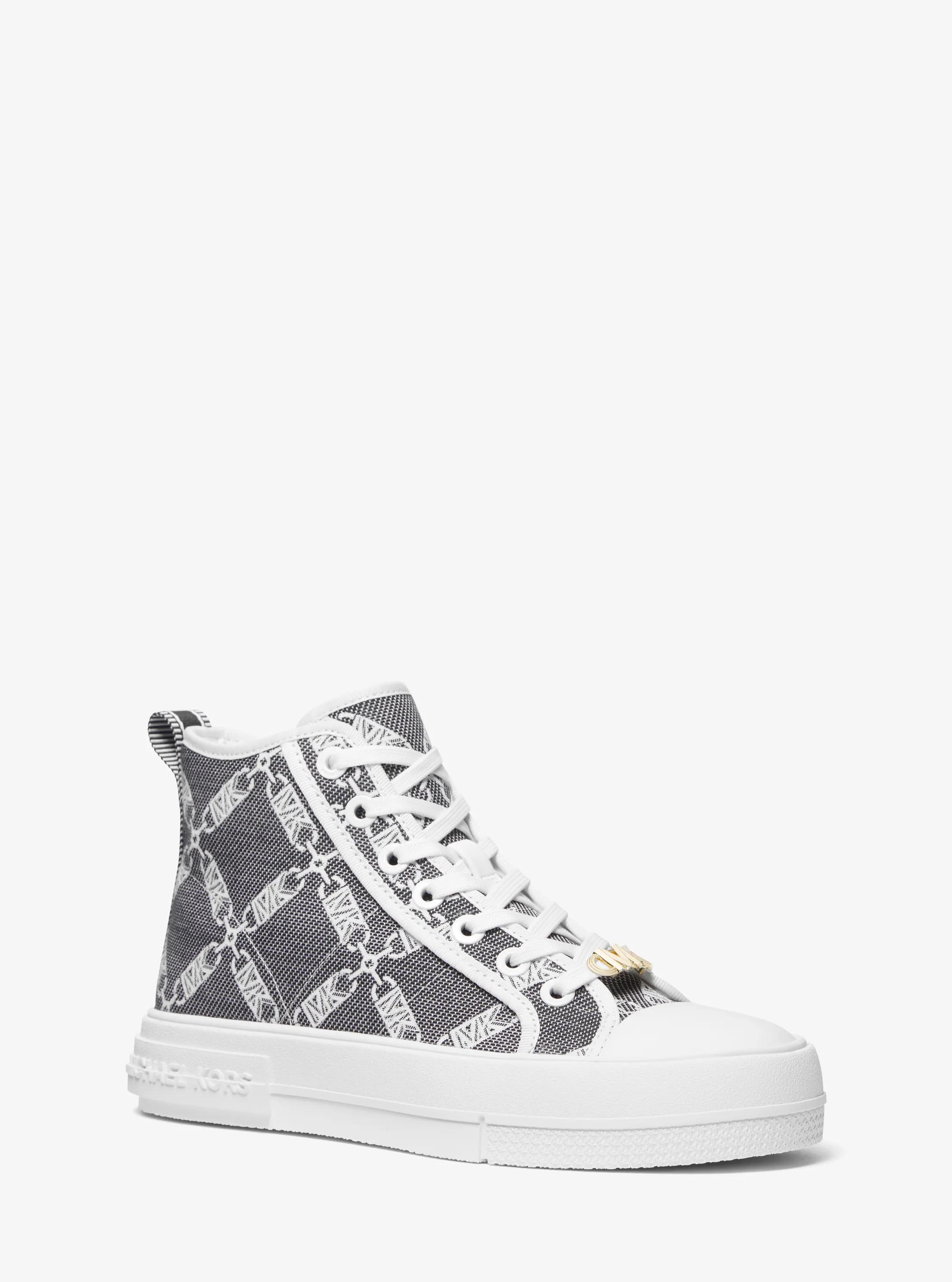 Evy Empire Logo Jacquard High-Top Sneaker in BLACK/WHITE | Michael Kors