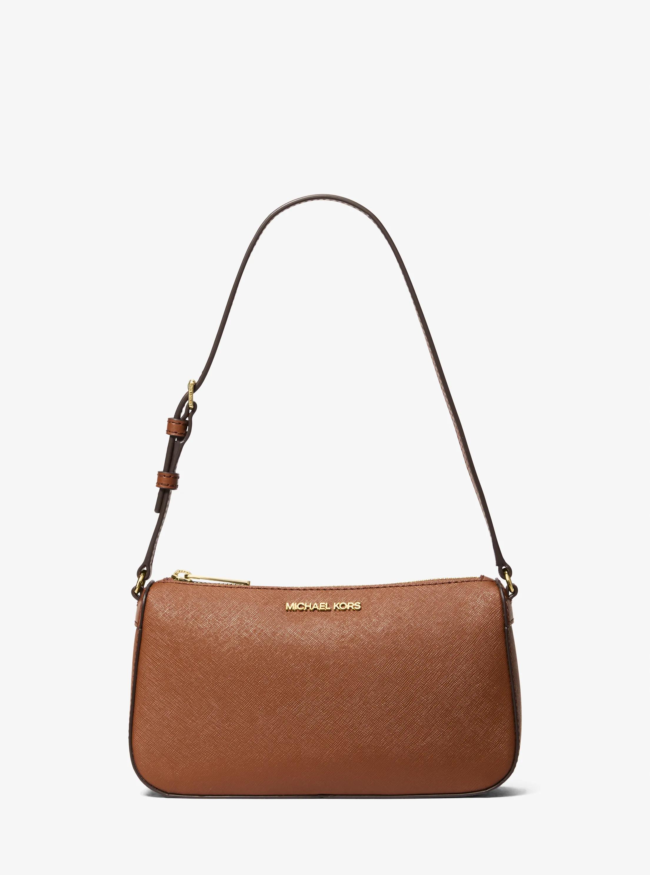 Jet Set Medium Saffiano Leather Pochette in LUGGAGE | Michael Kors