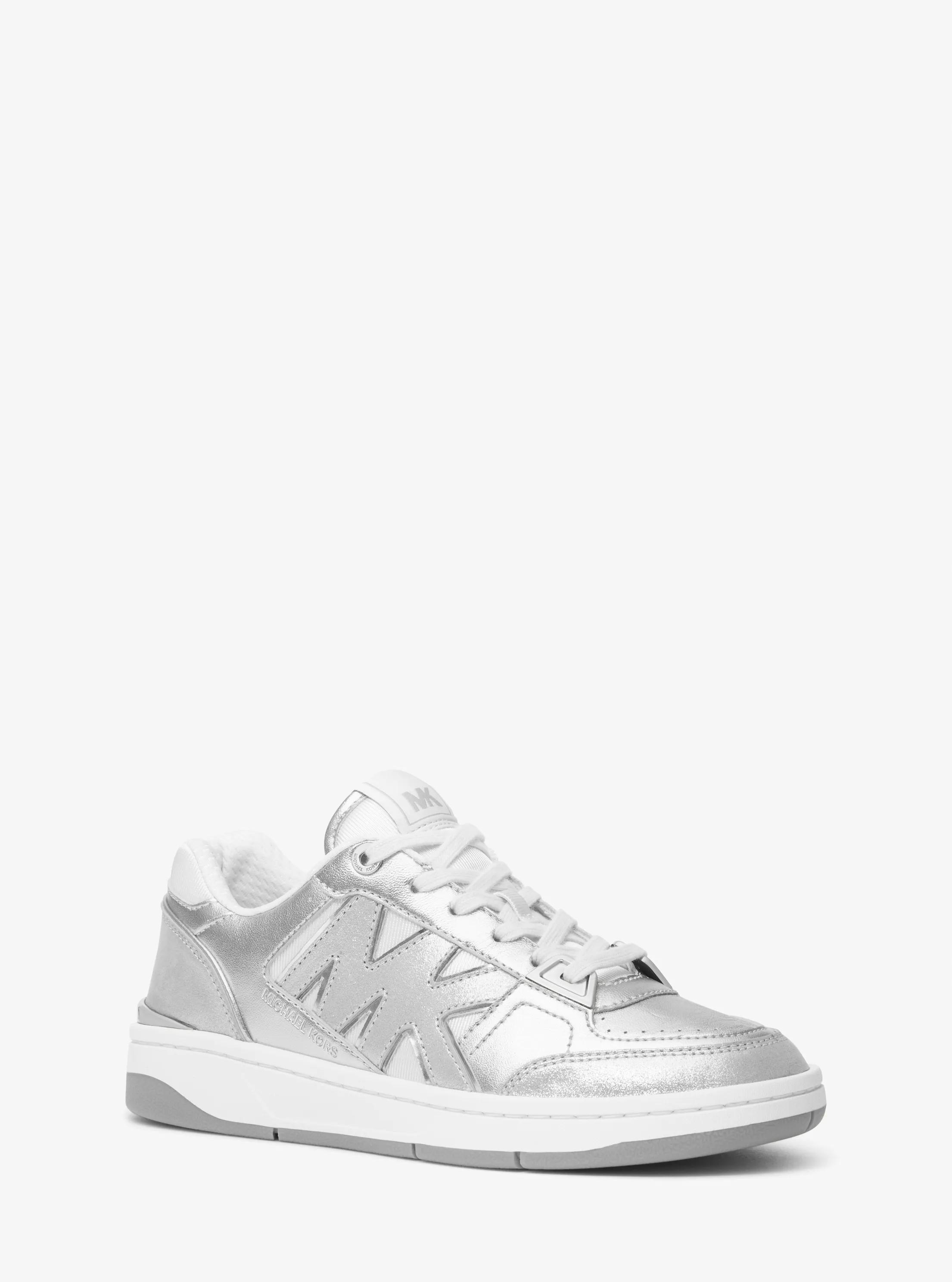 Rebel Metallic Leather Sneaker in SILVER | Michael Kors