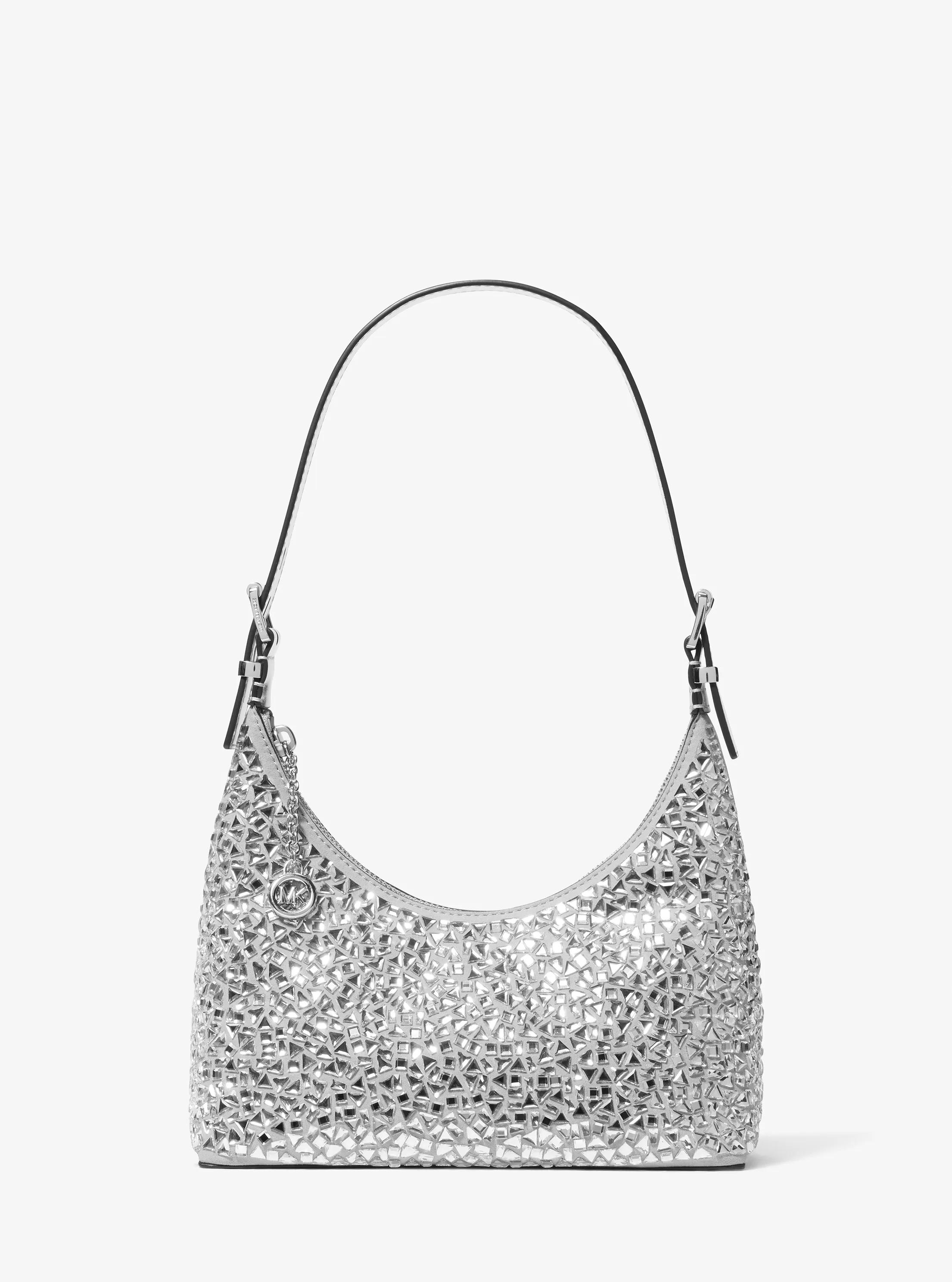 Nolita Small Embellished Pochette in NICKEL | Michael Kors
