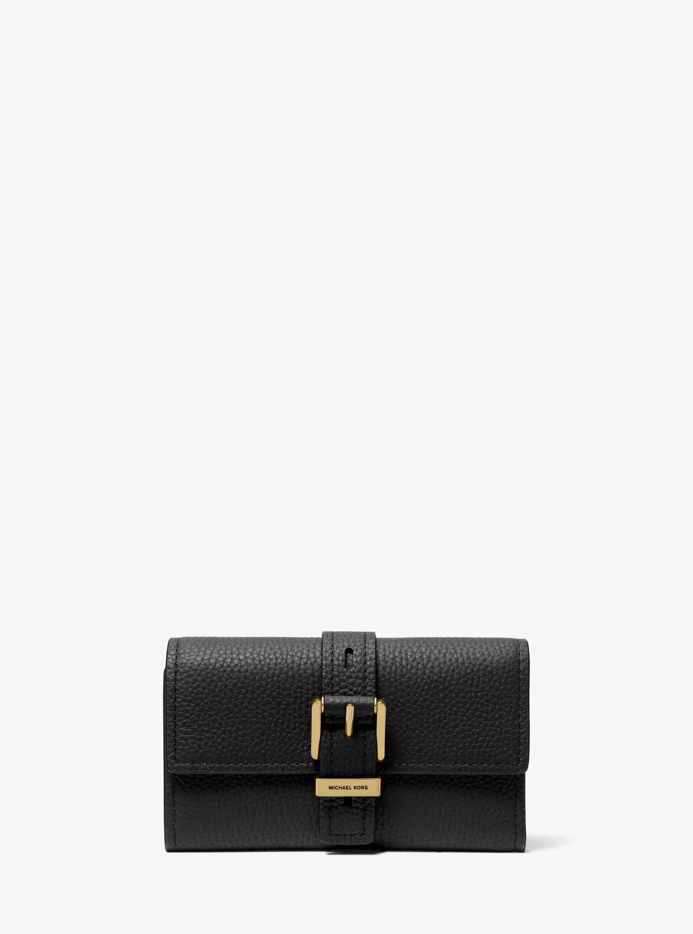 Nolita Medium Pebbled Leather Tri-Fold Wallet in BLACK | Michael Kors
