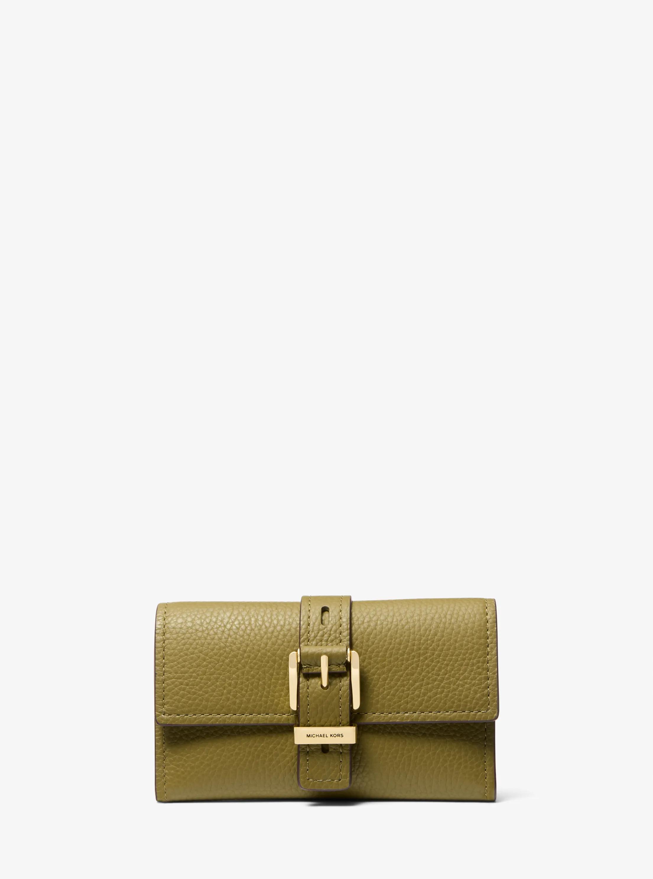 Trifold-Brieftasche Nolita Medium aus gekrispeltem Leder in SAFARIGR&Uuml;N | Michael Kors