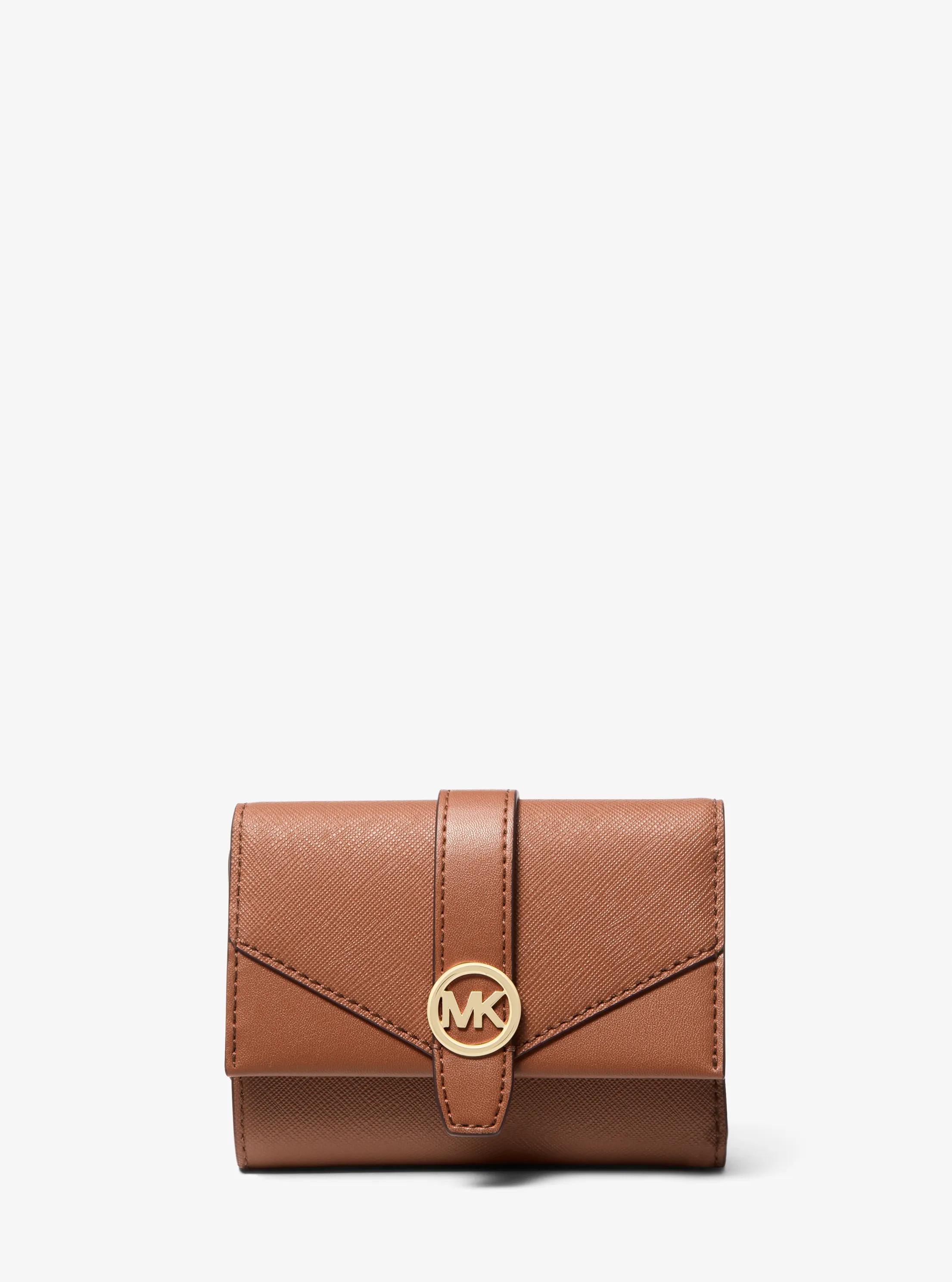 Greenwich Medium Saffiano Leather Trifold Wallet in LUGGAGE | Michael Kors