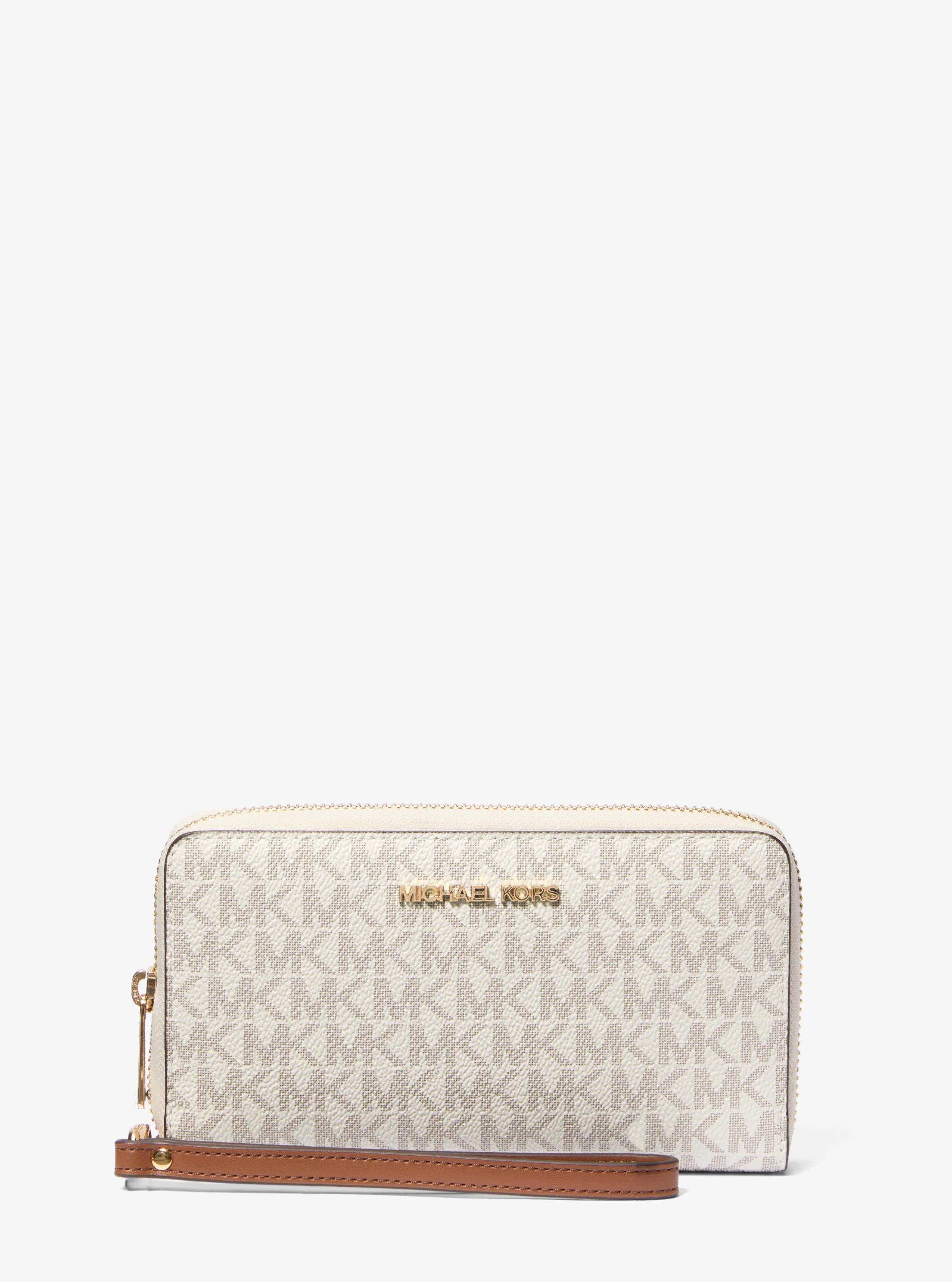 Jet Set Signature Logo Smartphone Wristlet in VANILLA | Michael Kors