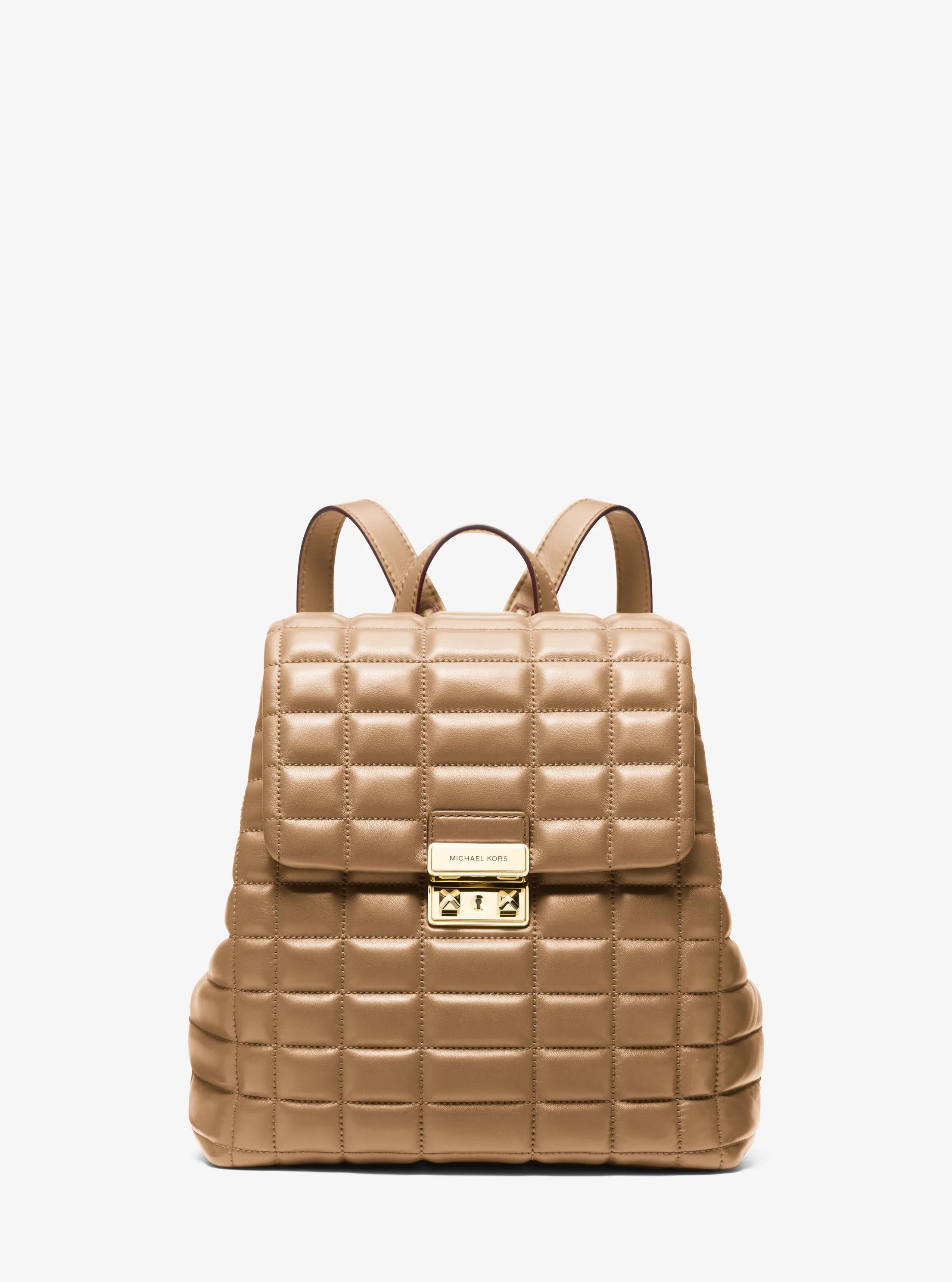 Tribeca Small Quilted Leather Backpack in HUSK | Michael Kors