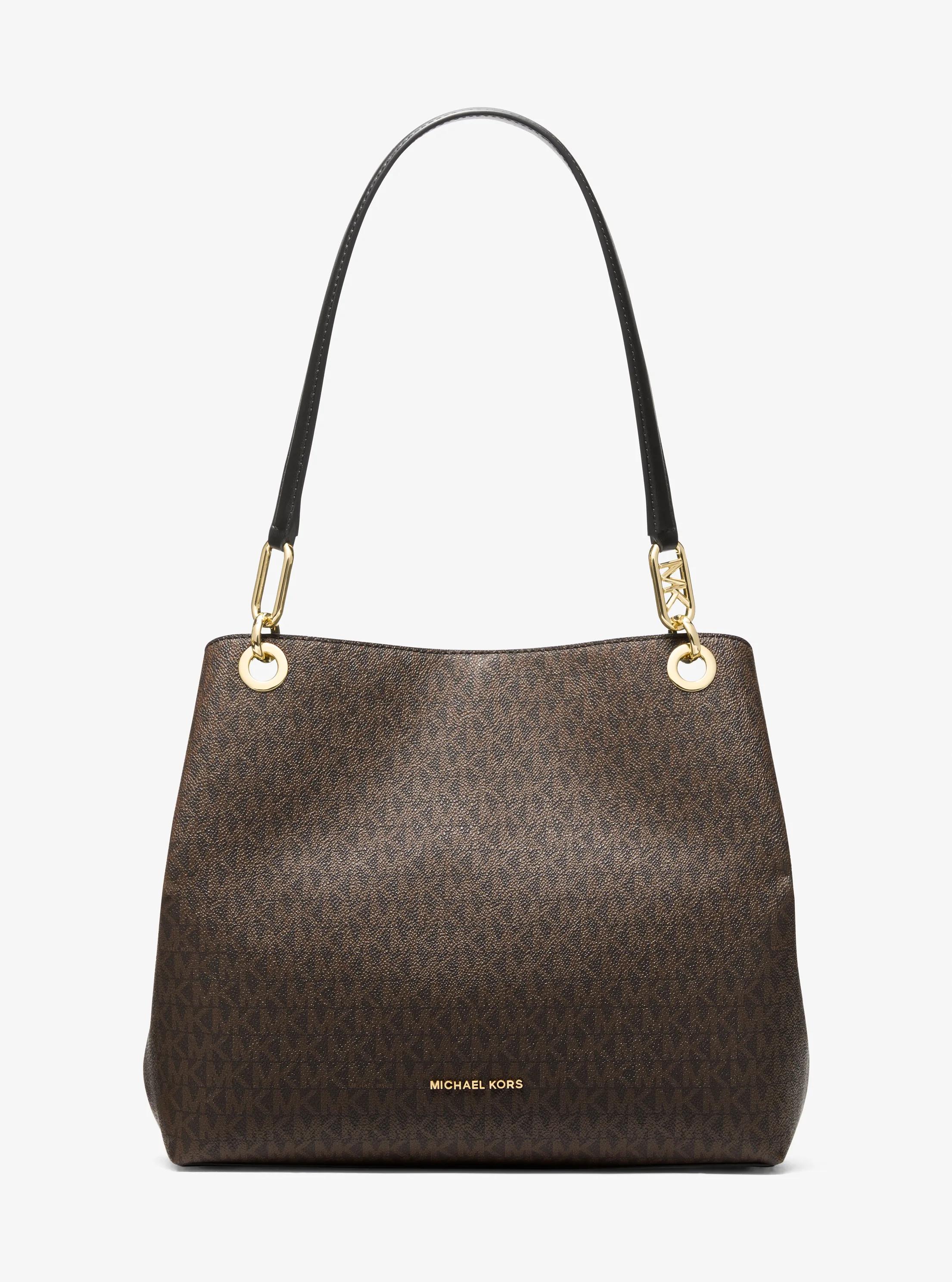 Kensington Large Signature Logo Tote Bag in BROWN/BLK | Michael Kors