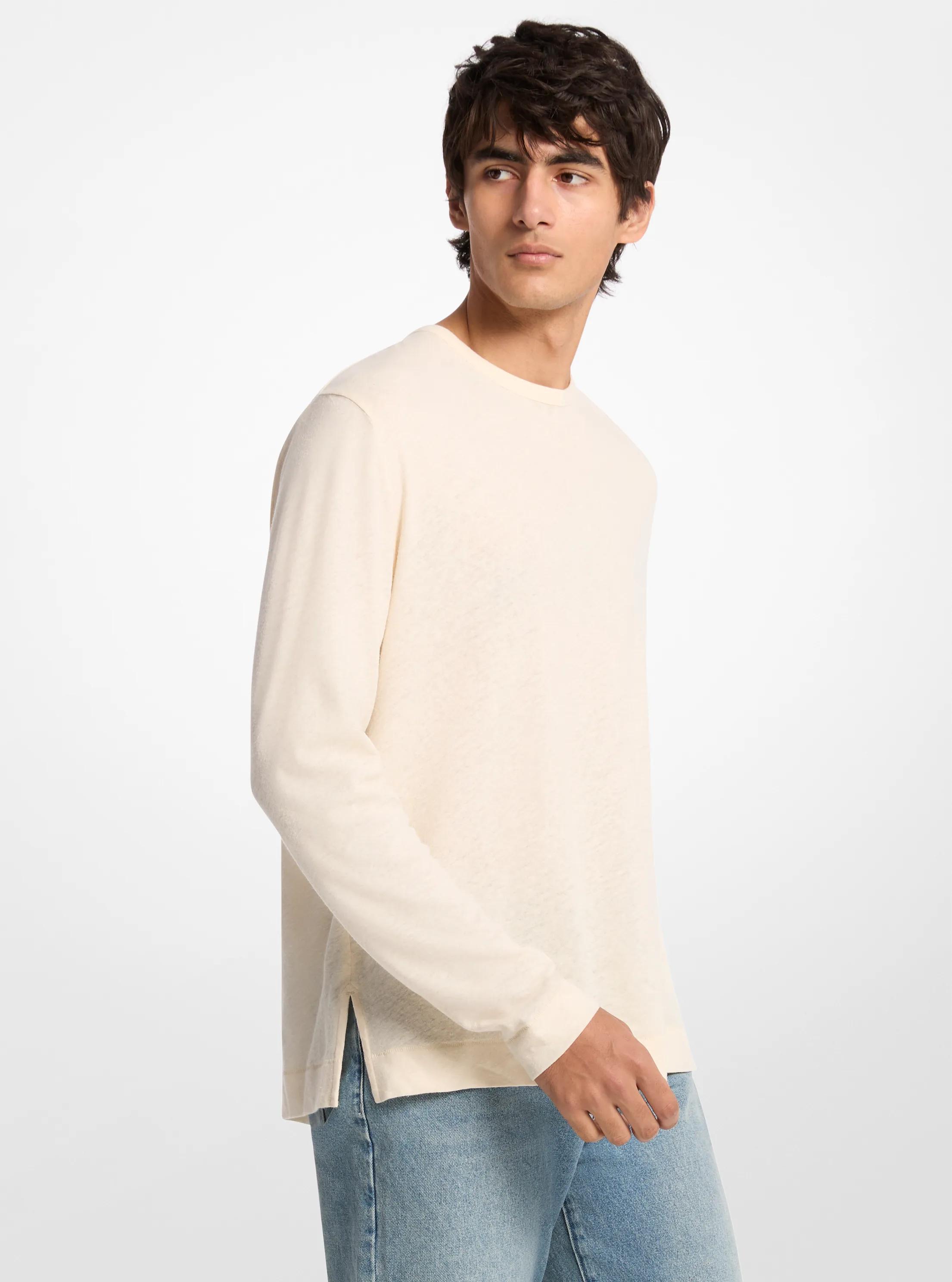 T-shirt &agrave; manches longues en jersey de coton et en lin in OS | Michael Kors