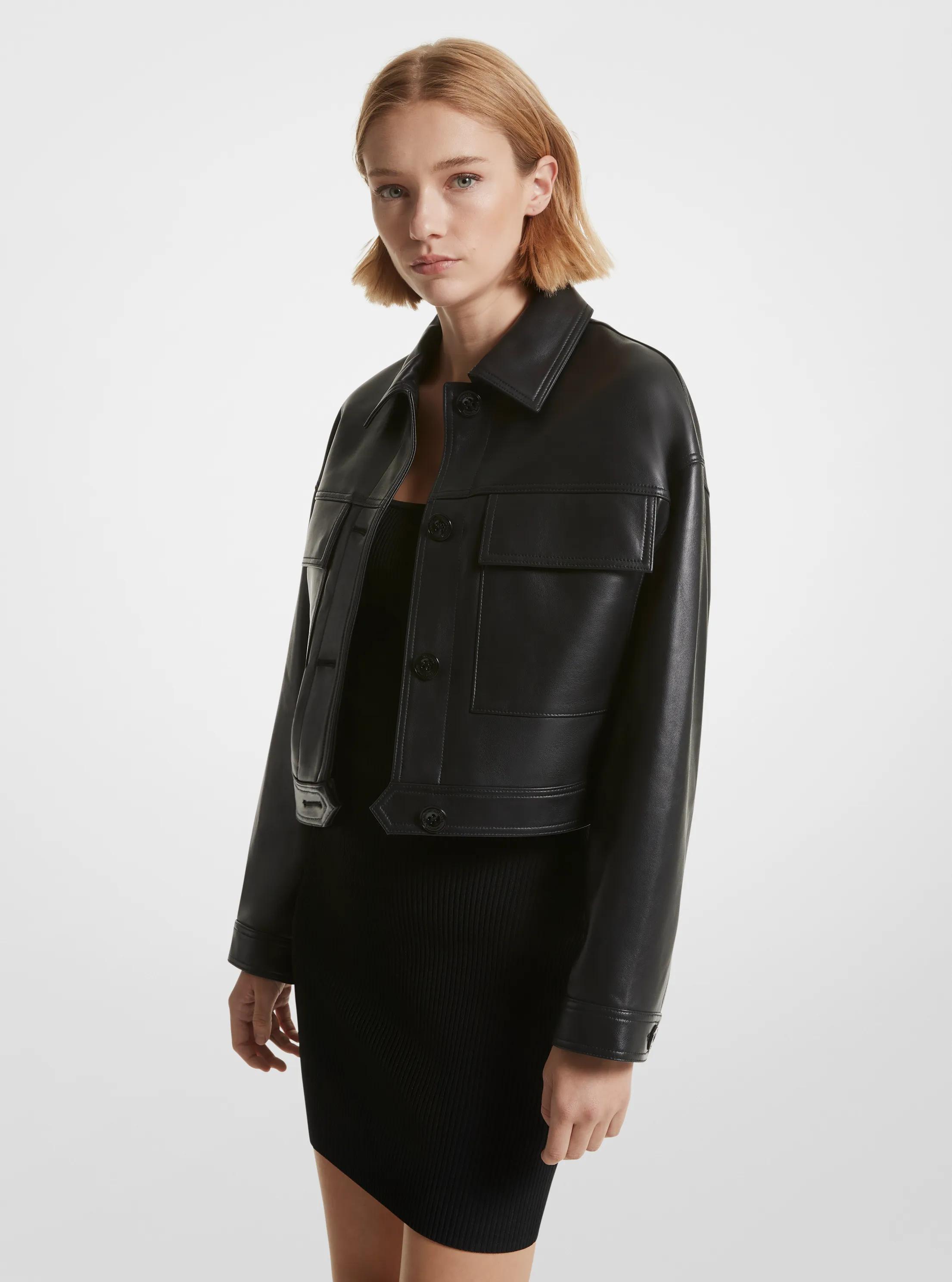 MK Veste courte en cuir - Noir - Michael Kors