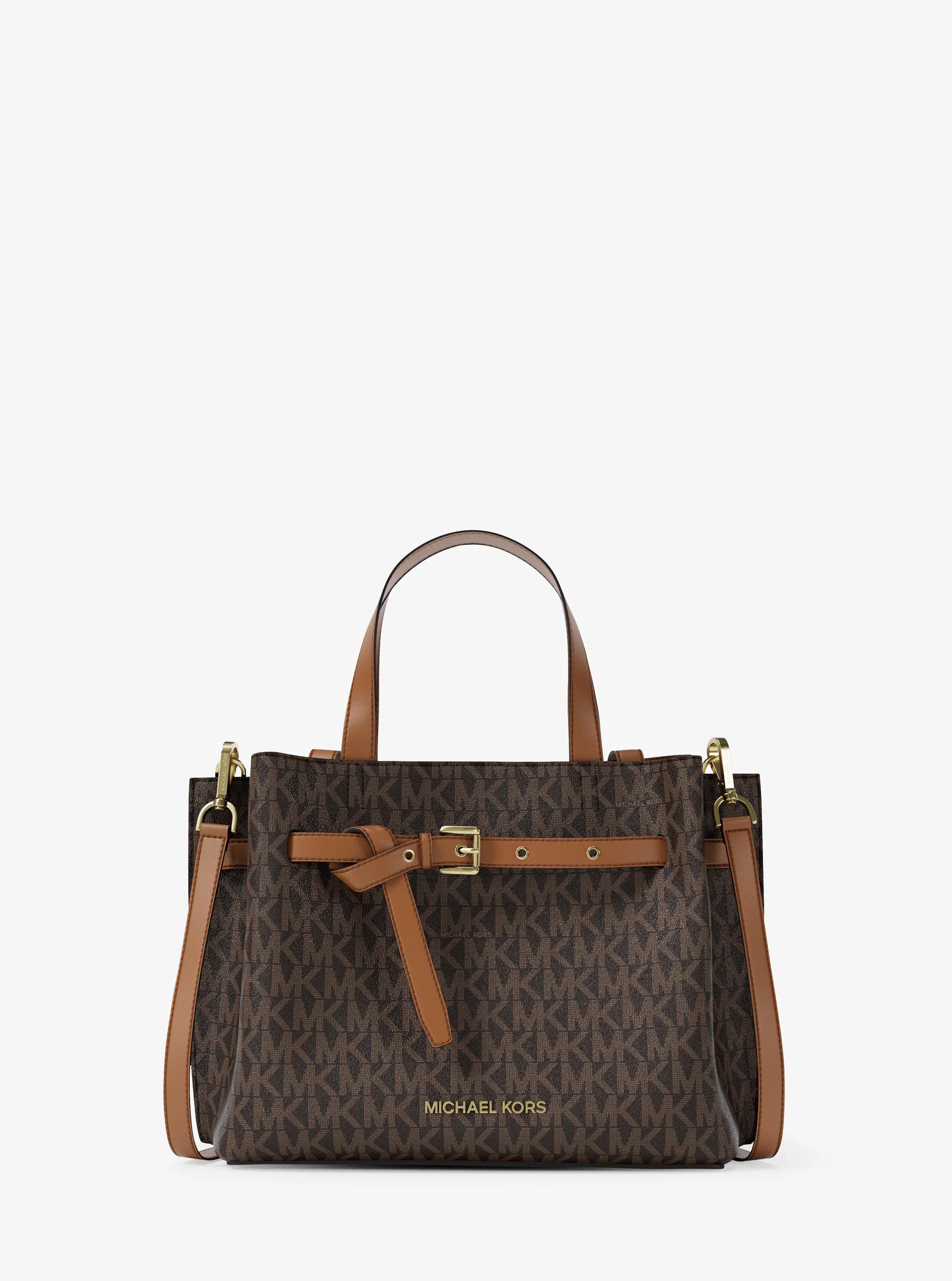 Emilia Small Signature Logo Satchel in BRN/ACORN | Michael Kors