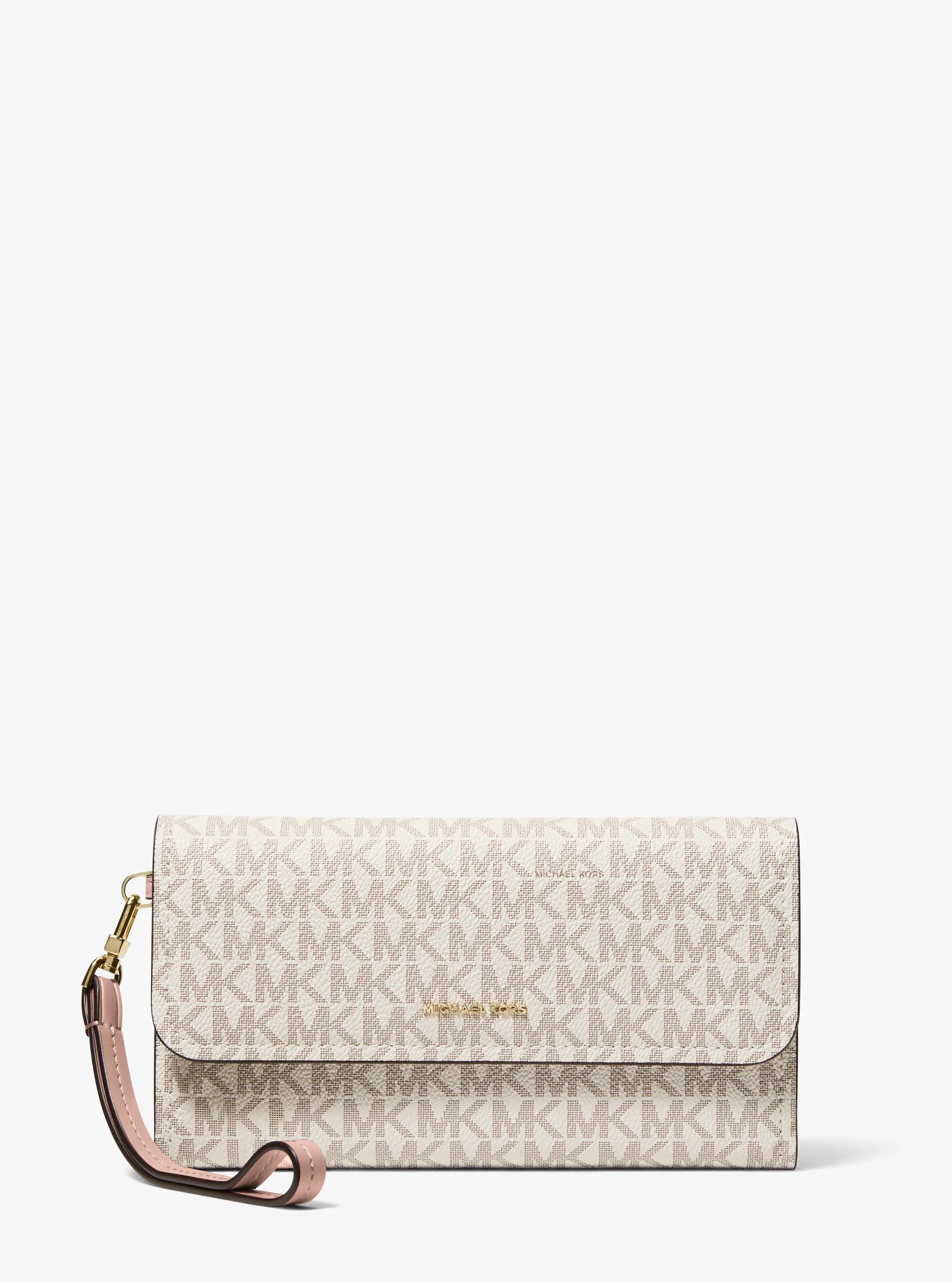 Jet Set Medium Signature Logo Smartphone Wristlet in VANILLA/SOFT