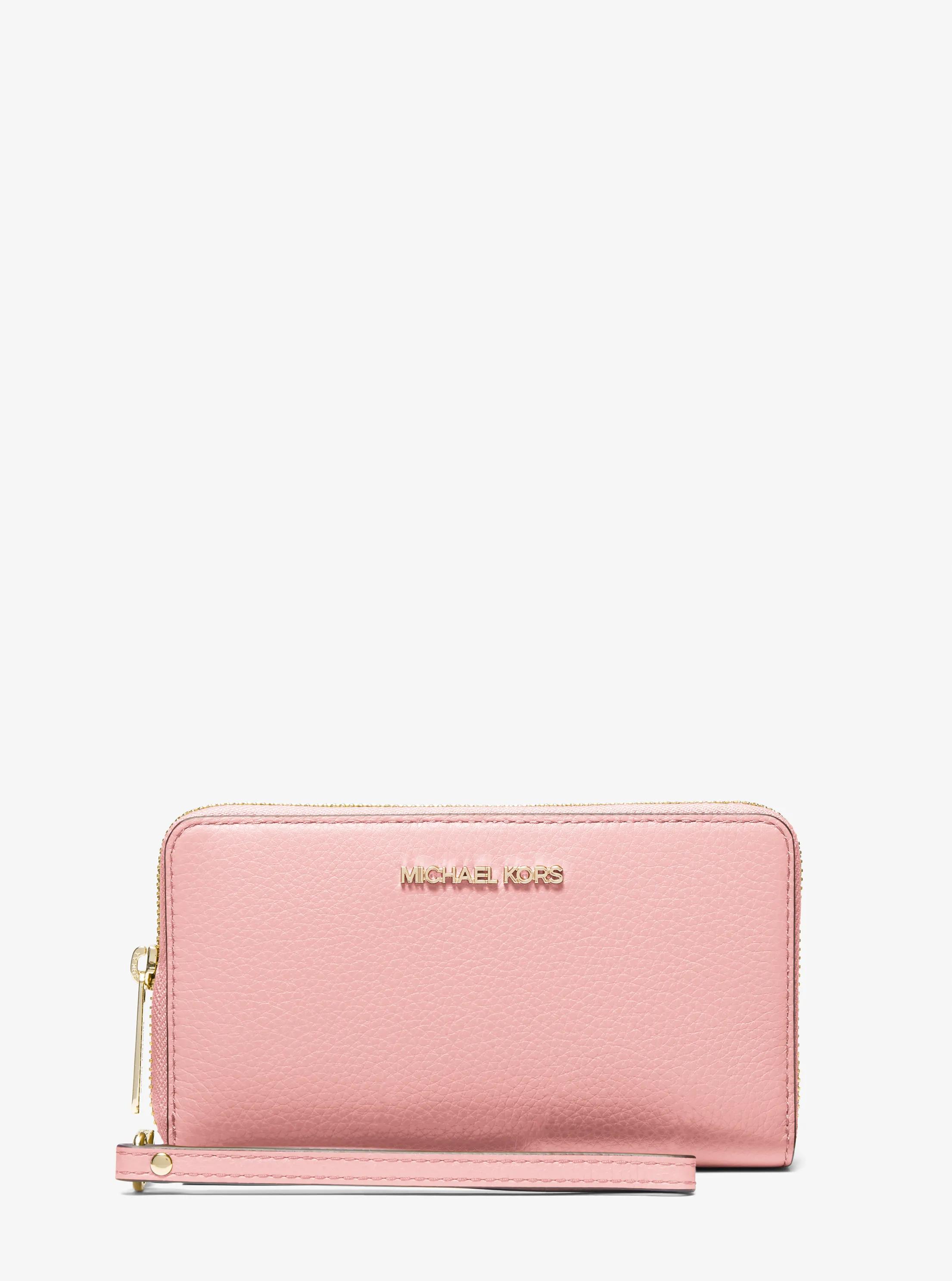 Large Pebbled Leather Smartphone Wristlet in POWDER BLUSH | Michael Kors