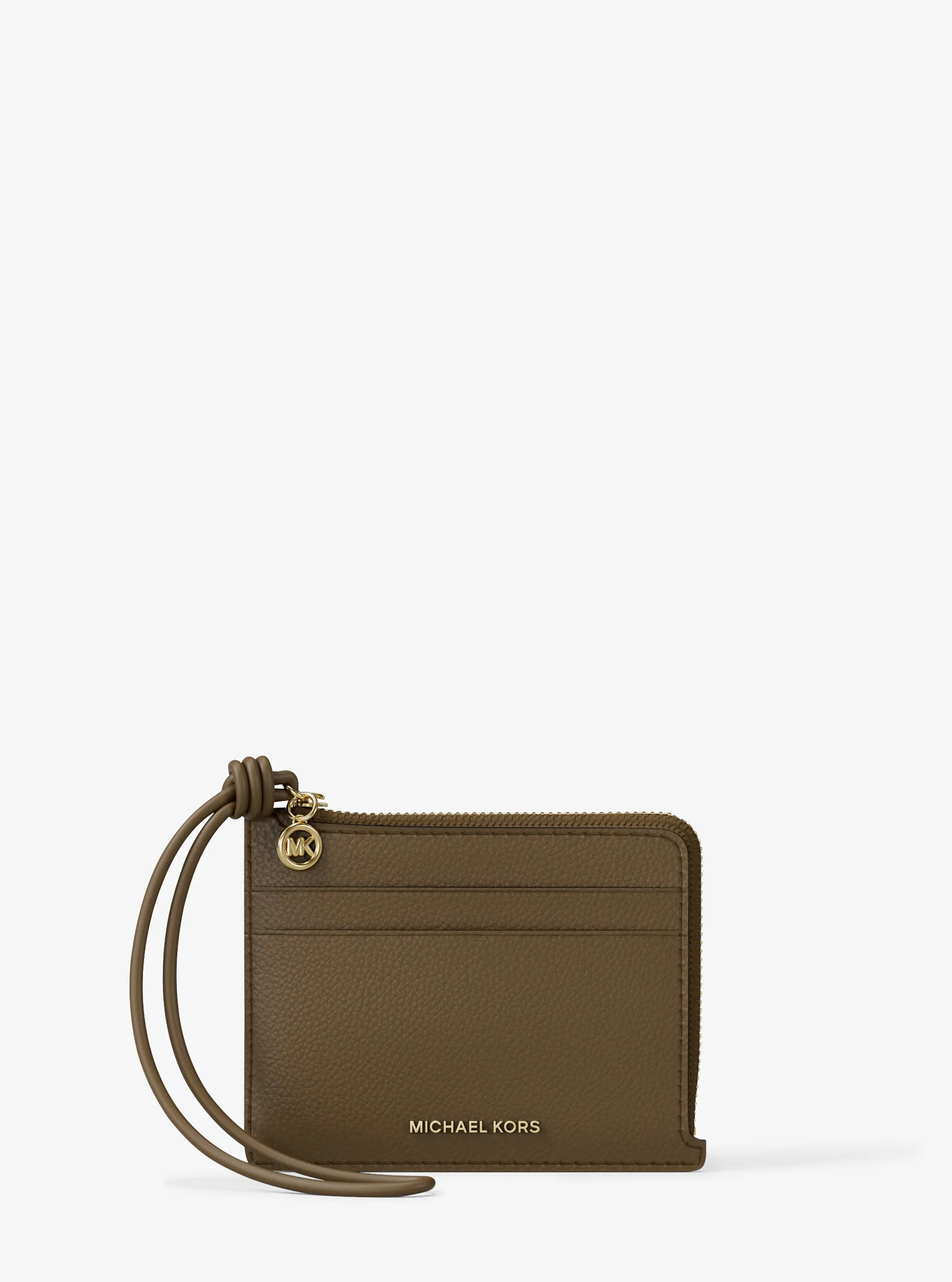MK Petit porte-cartes Jet Set en cuir grainé à dragonne - Vert - Michael Kors