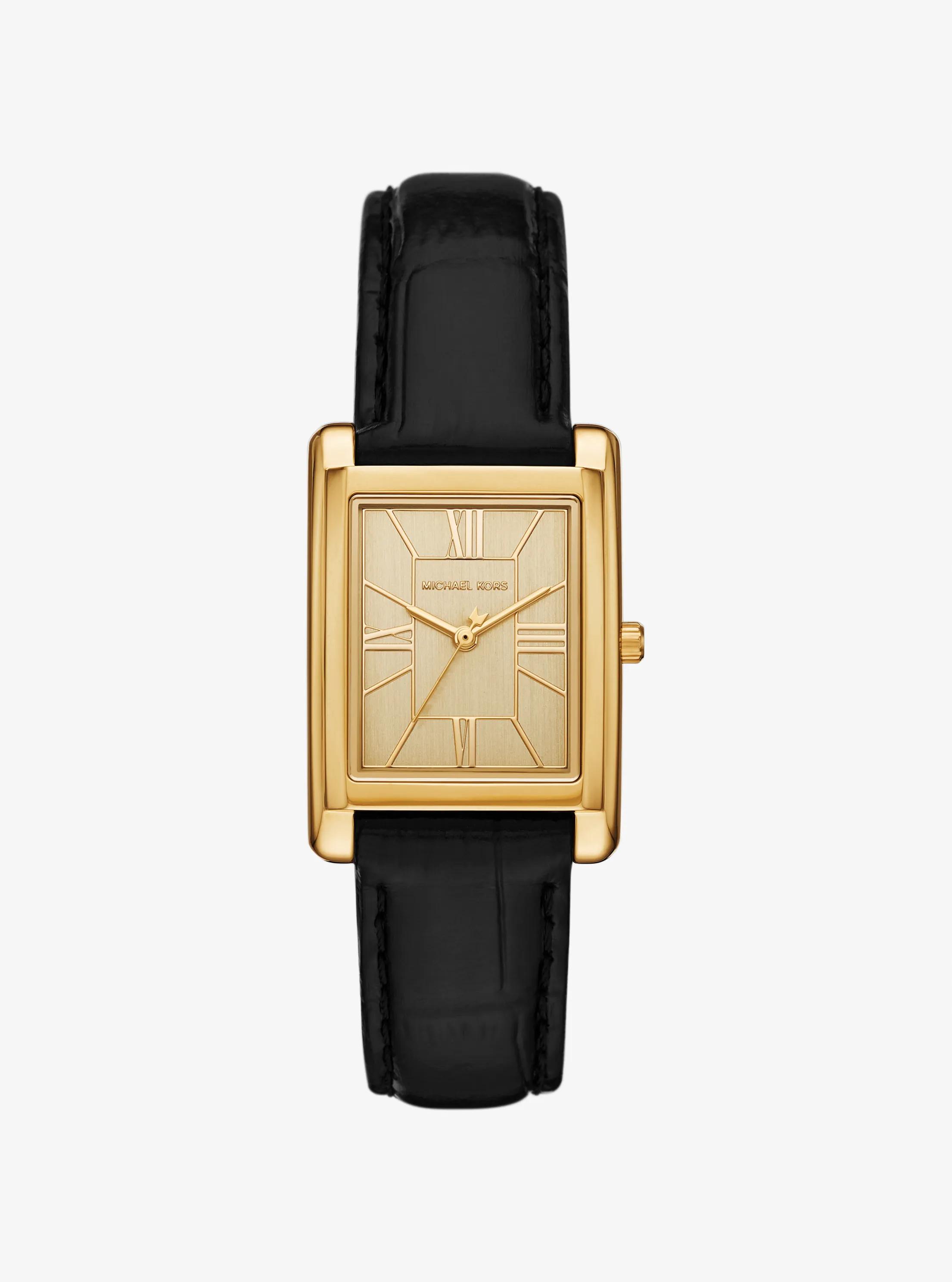 Essex GoldTone and Crocodile Embossed Leather Watch
