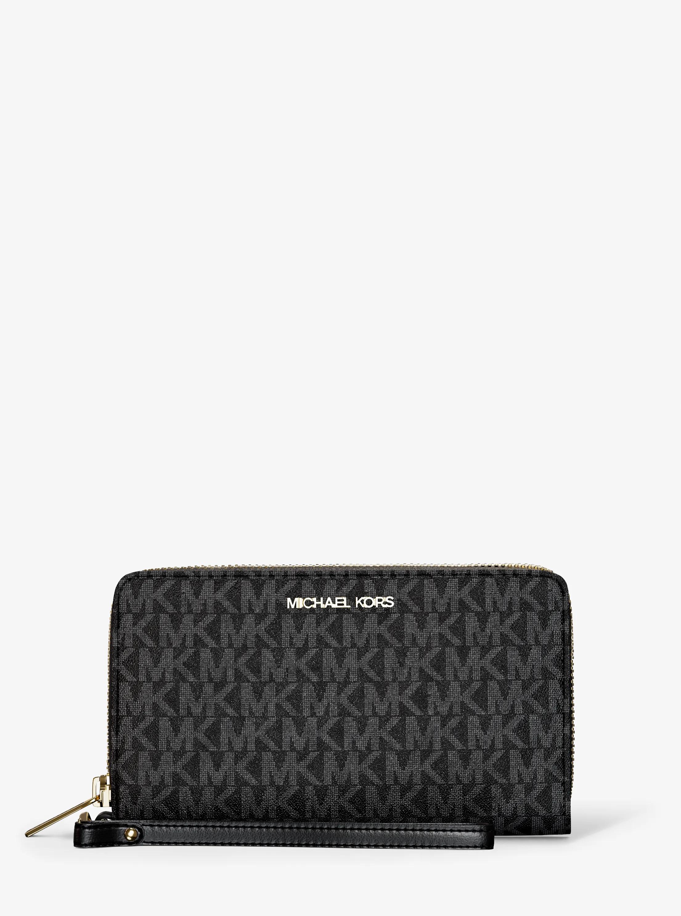Jet Set Large Signature Logo Smartphone Wallet in BLACK - Sale