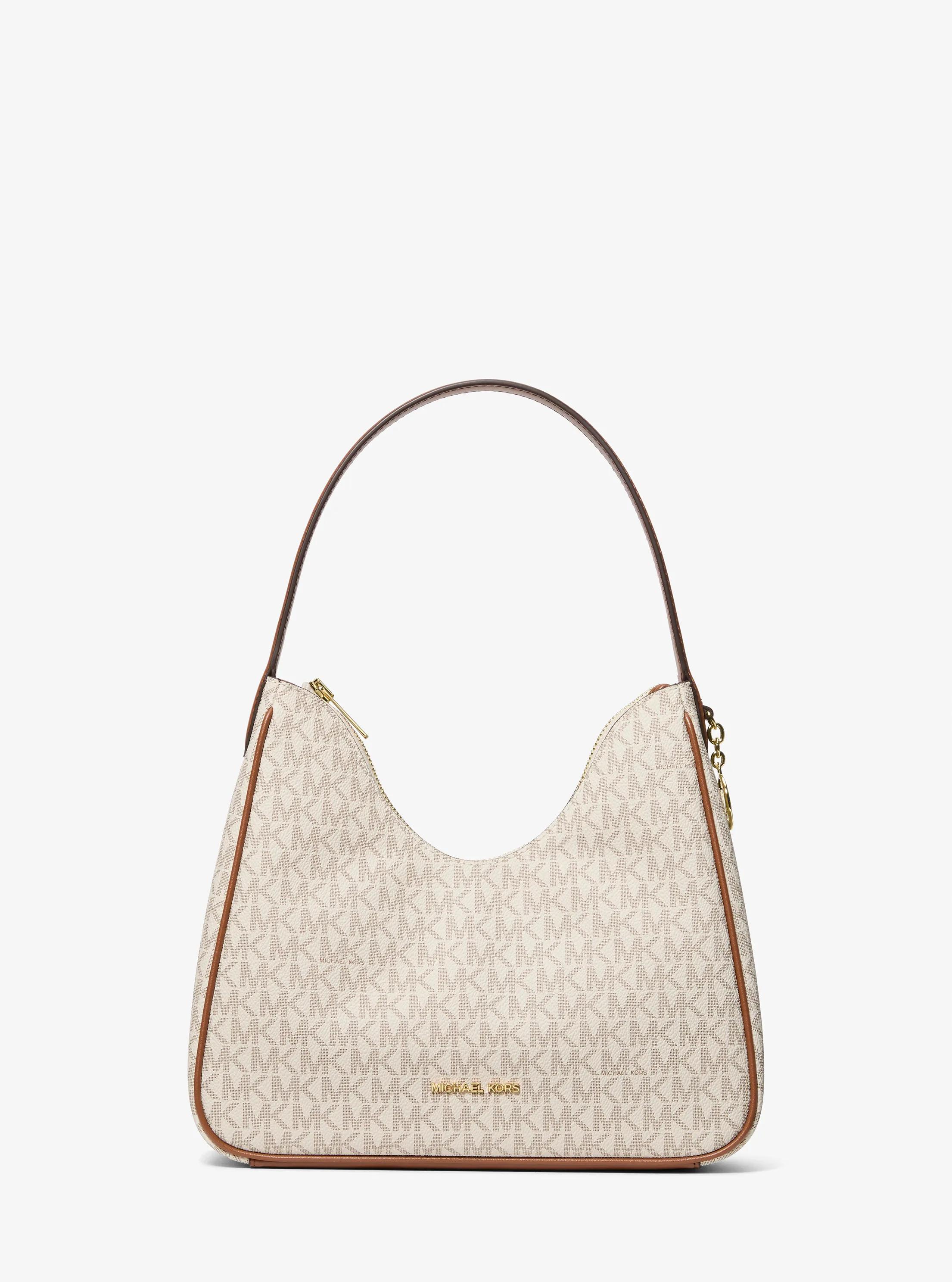 Nayla Small Signature Logo Hobo Shoulder Bag in VANILLA | Michael Kors