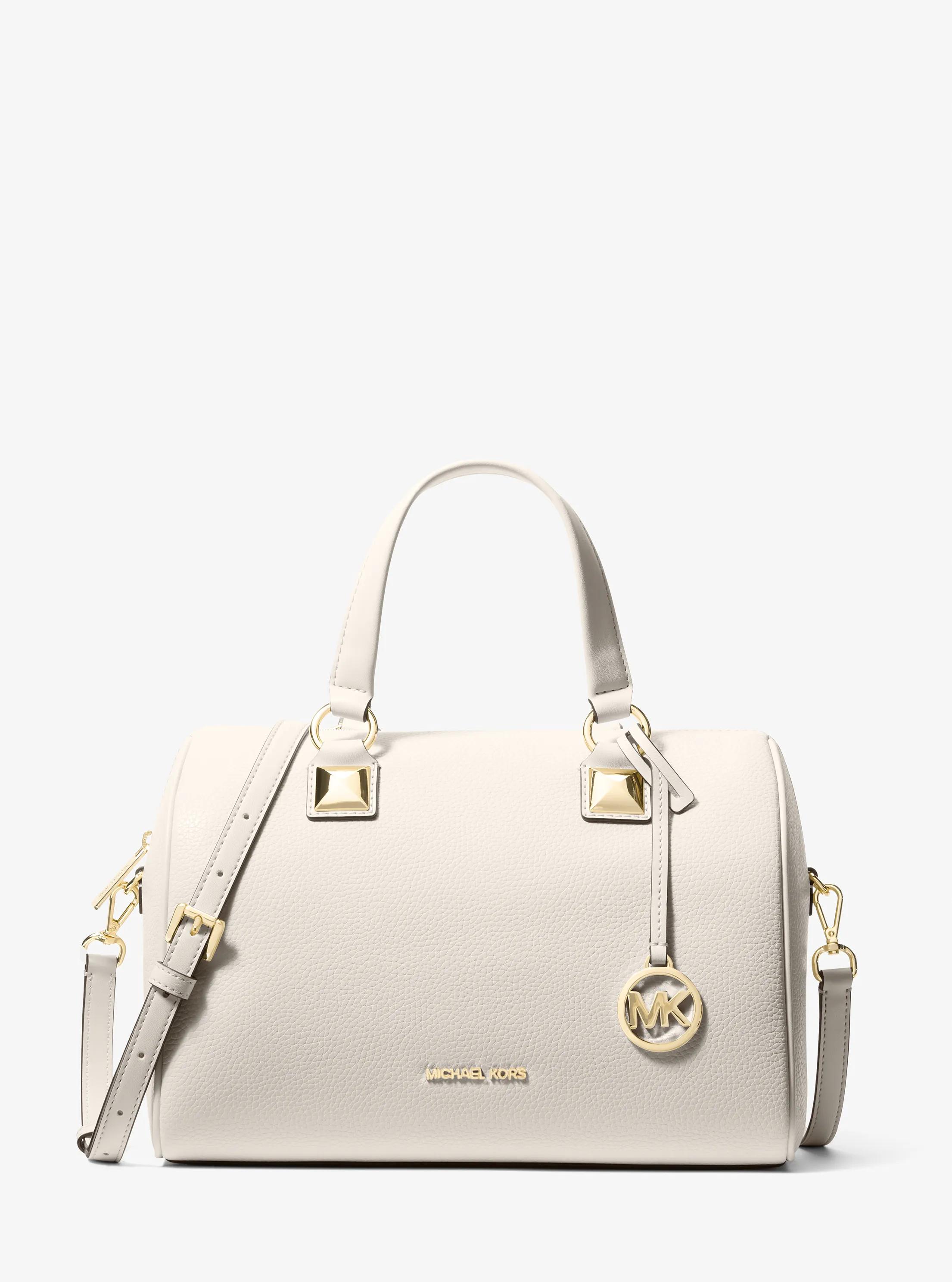 Grayson Medium Pebbled Leather Duffel Bag in LT CREAM | Michael Kors